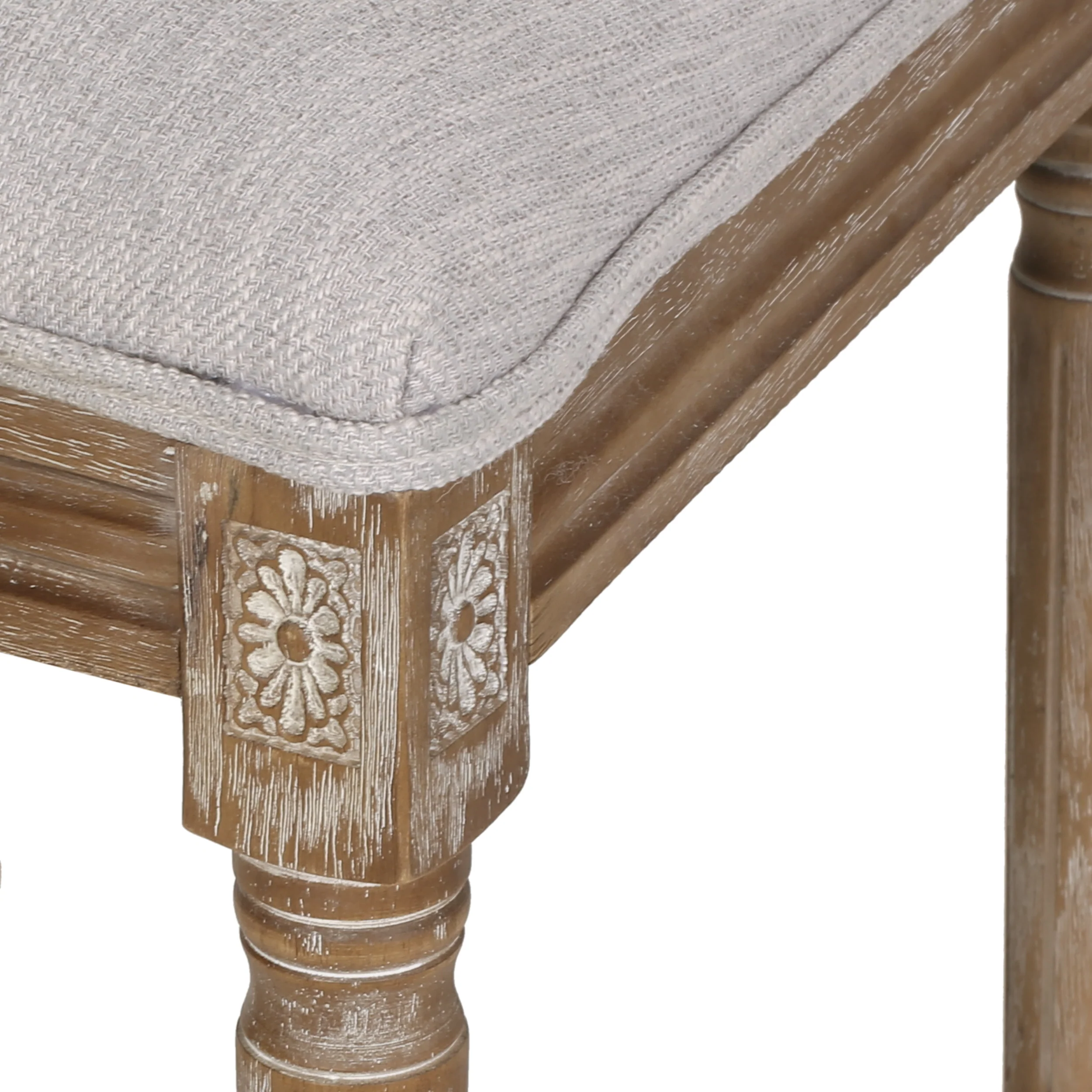 Fernleaf French Country Fabric Upholstered Wood and Cane Expandable 7 Piece Dining Set - furnishings