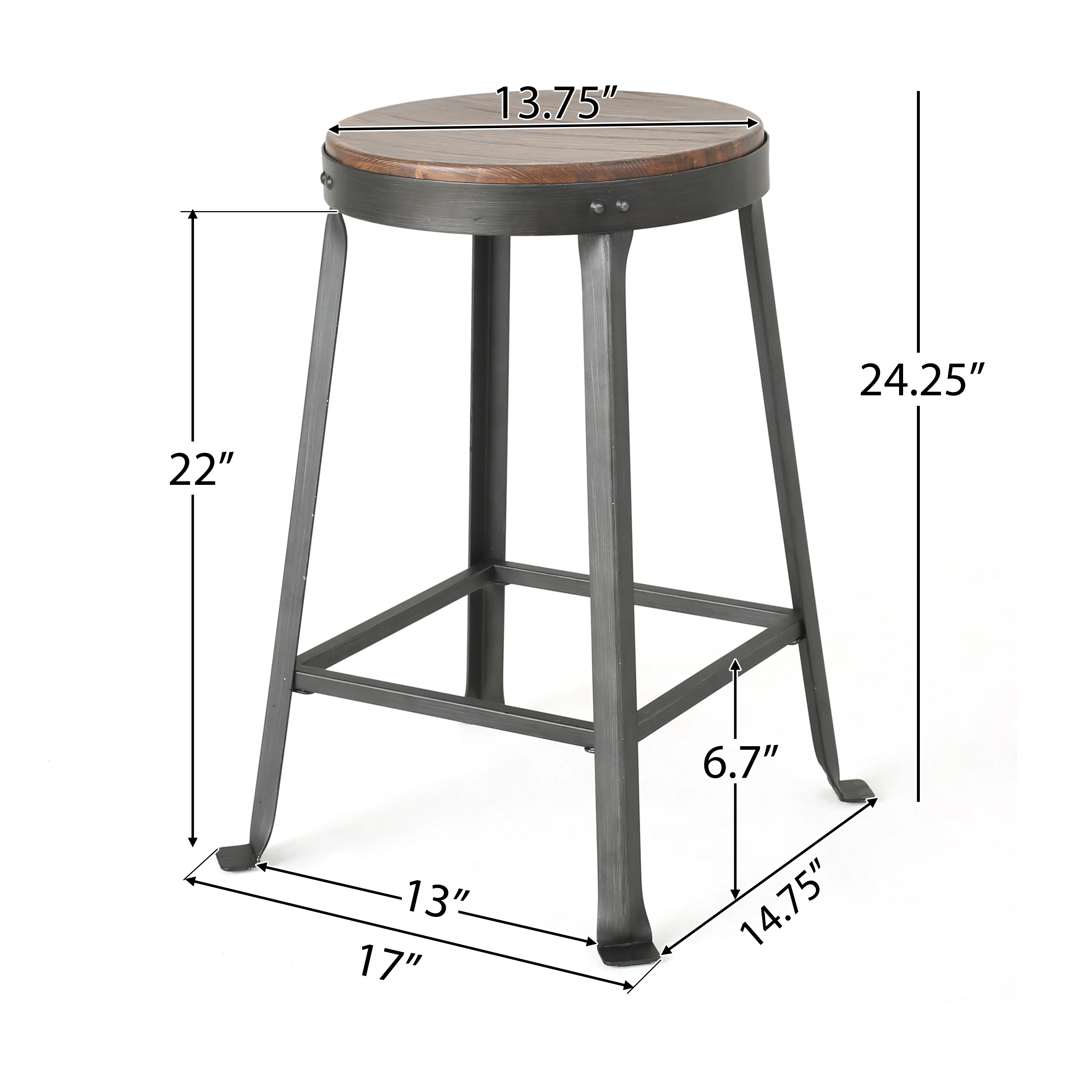 Garel 24-Inch Brown Weathered Wood Counter Stool (Set of 2) - furnishings