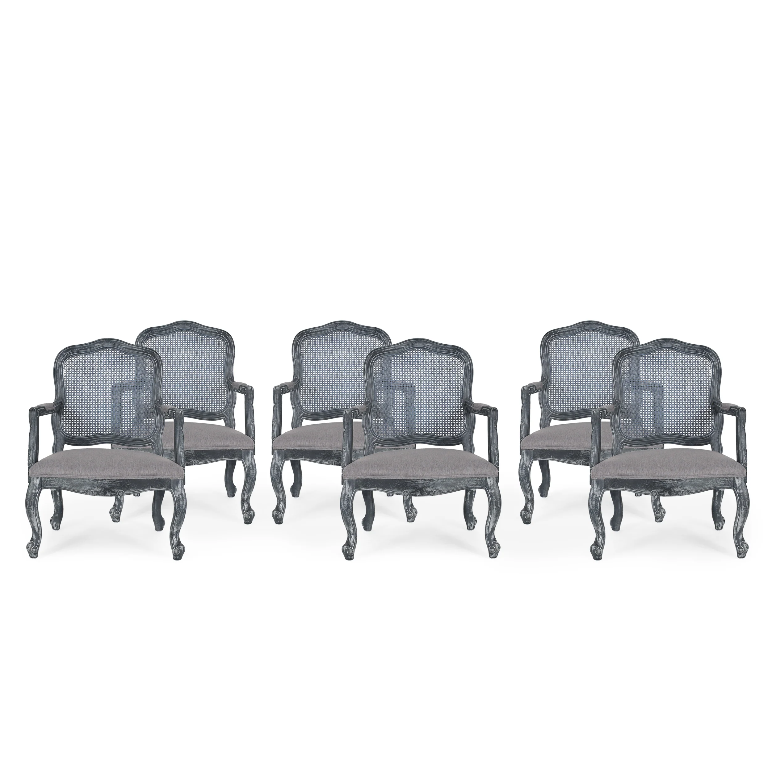 Biorn French Country Wood and Cane Upholstered Dining Armchair - furnishings