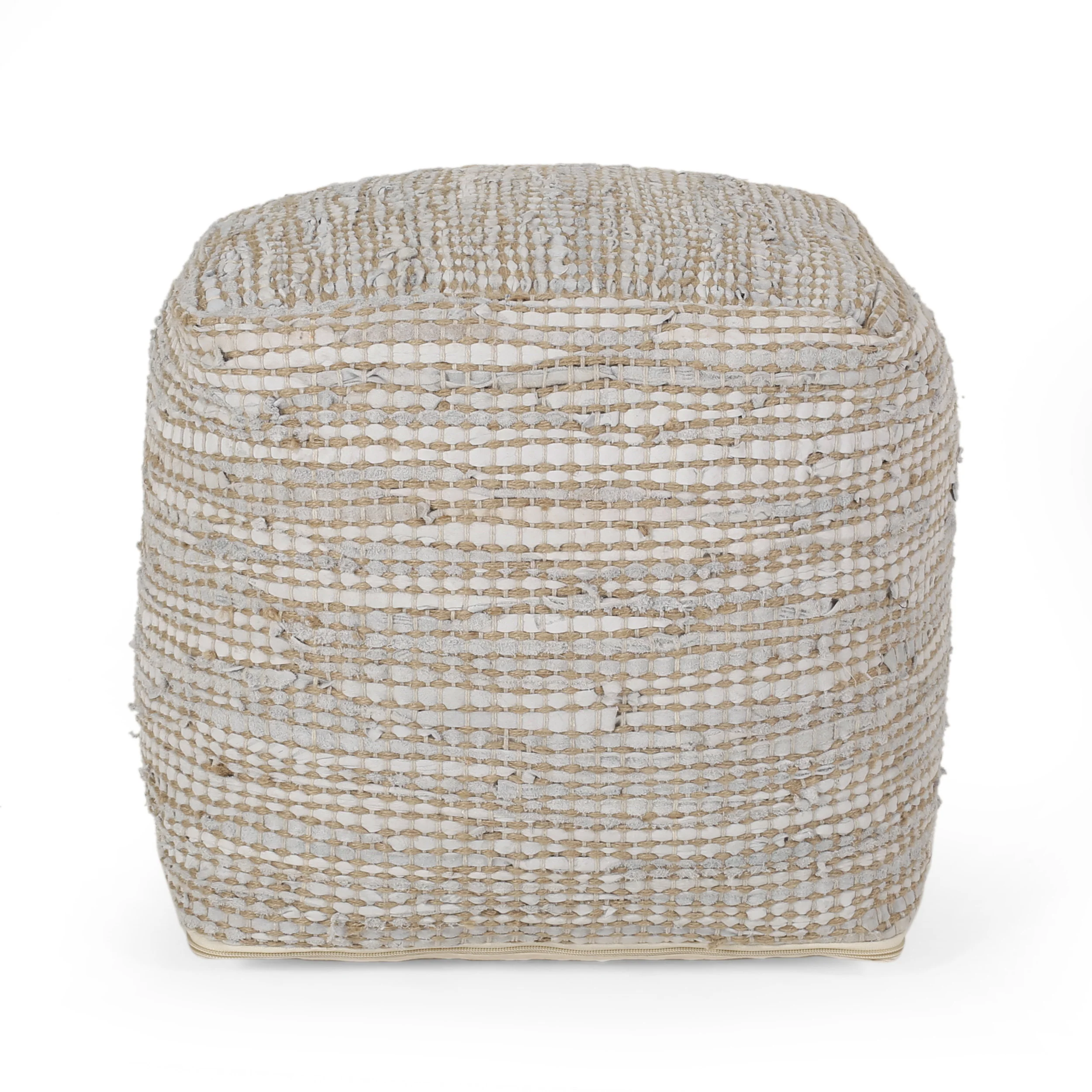 Glencoe Boho Handcrafted Fabric Cube Pouf - furnishings