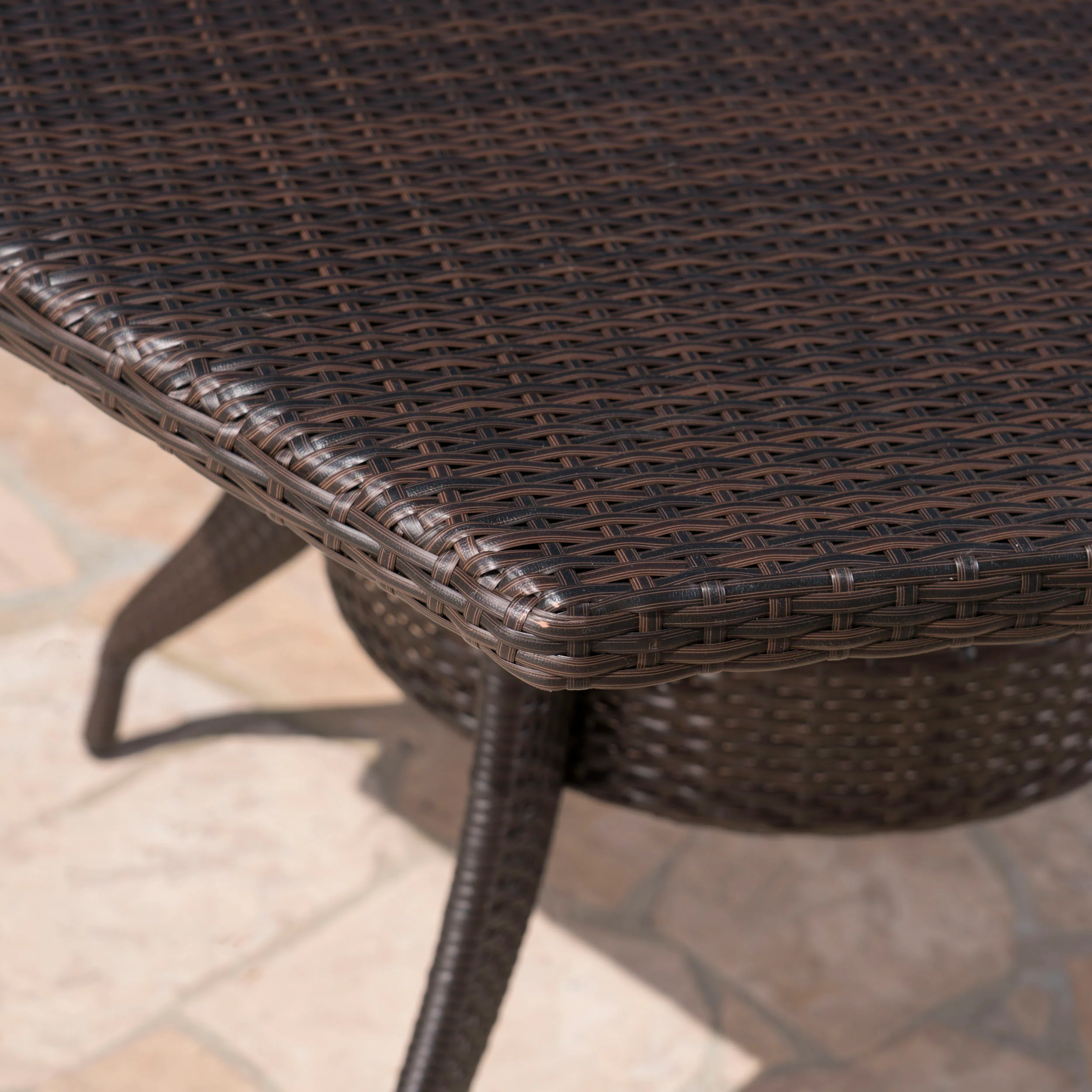Basil Outdoor 7 Piece Wicker Hexagon Dining Set with Stacking Chairs - furnishings