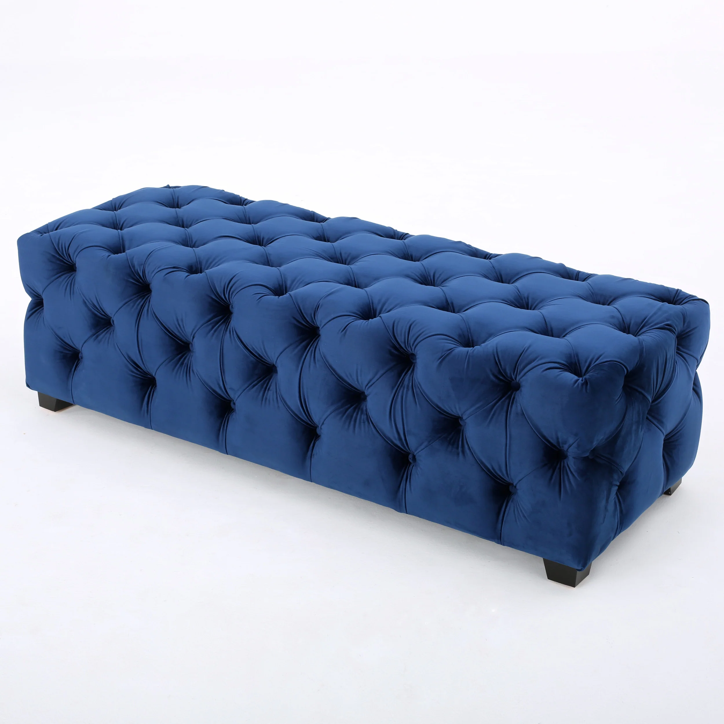Provence Modern Glam Tufted Velvet Ottoman Bench - furnishings