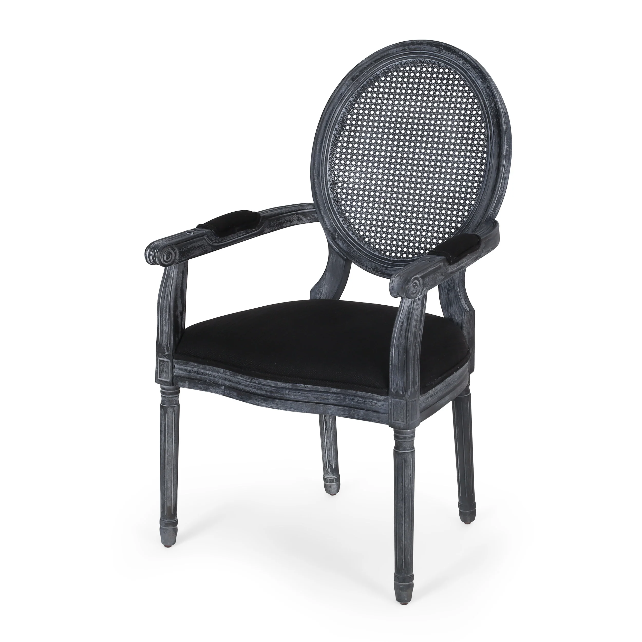 Aisenbrey French Country Wood and Cane Upholstered Dining Chair - furnishings