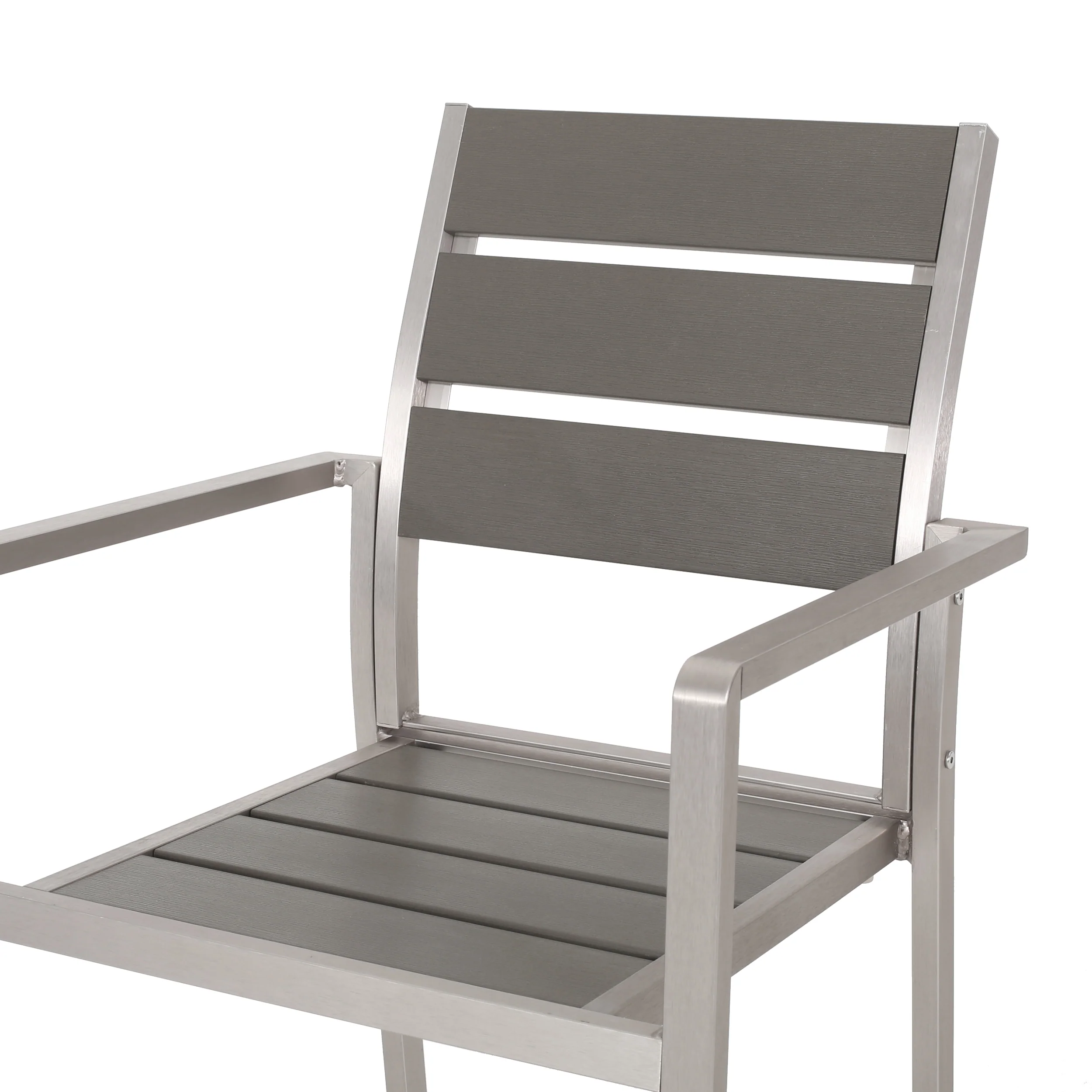 Cherie Outdoor Modern Aluminum 6 Seater Dining Set with Faux Wood Seats - furnishings