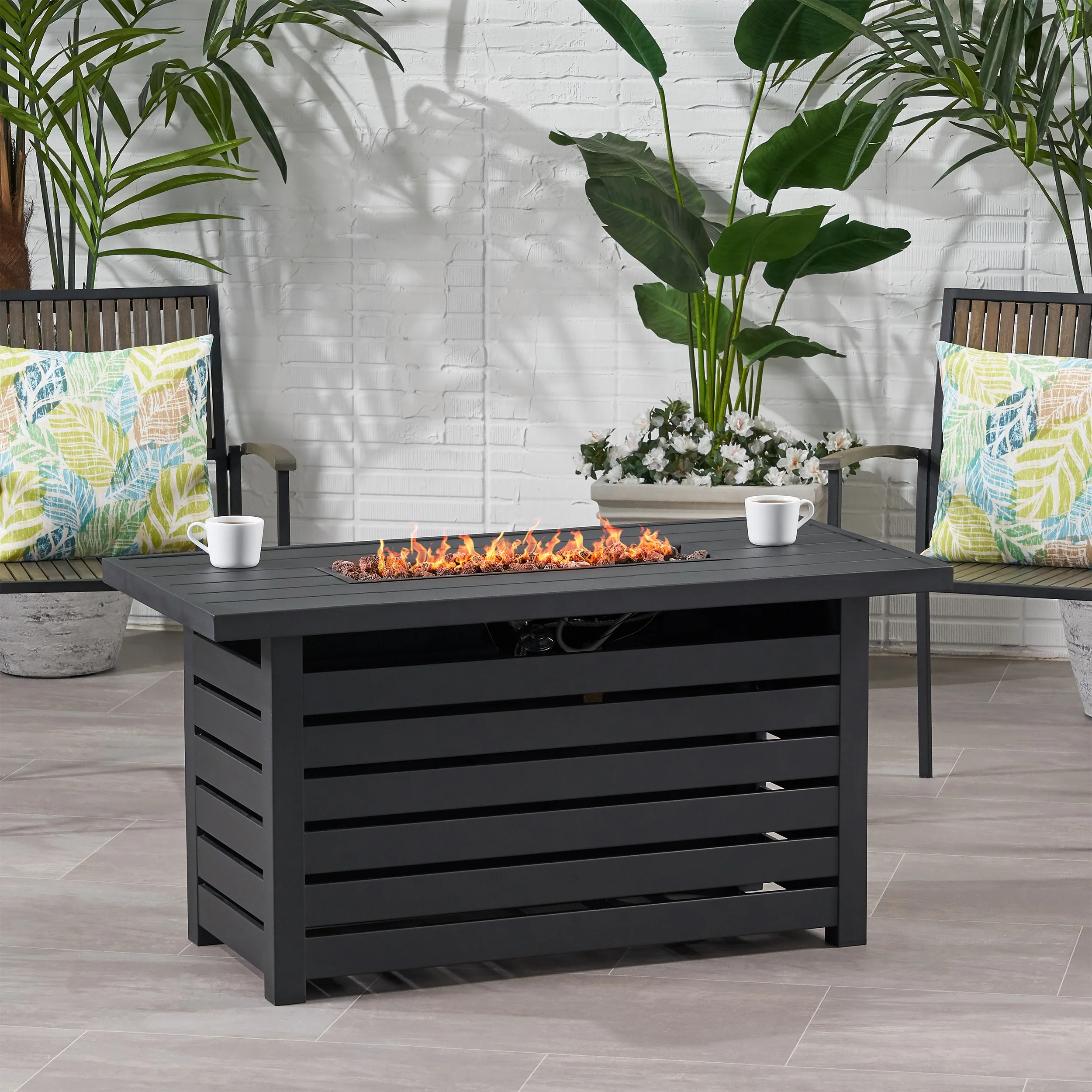 Moira Rectangular Iron Fire Pit - furnishings