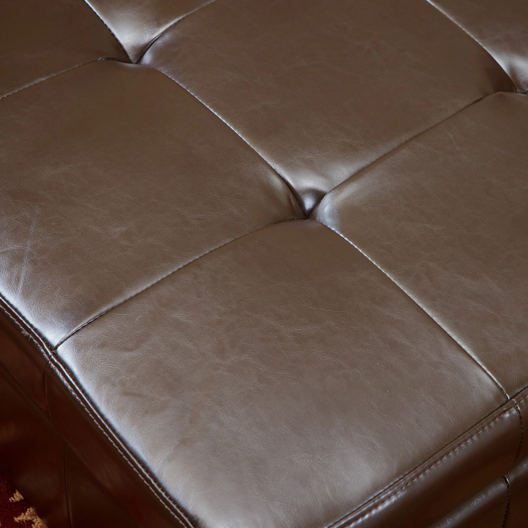 Westridge Brown Leather Storage Ottoman - furnishings