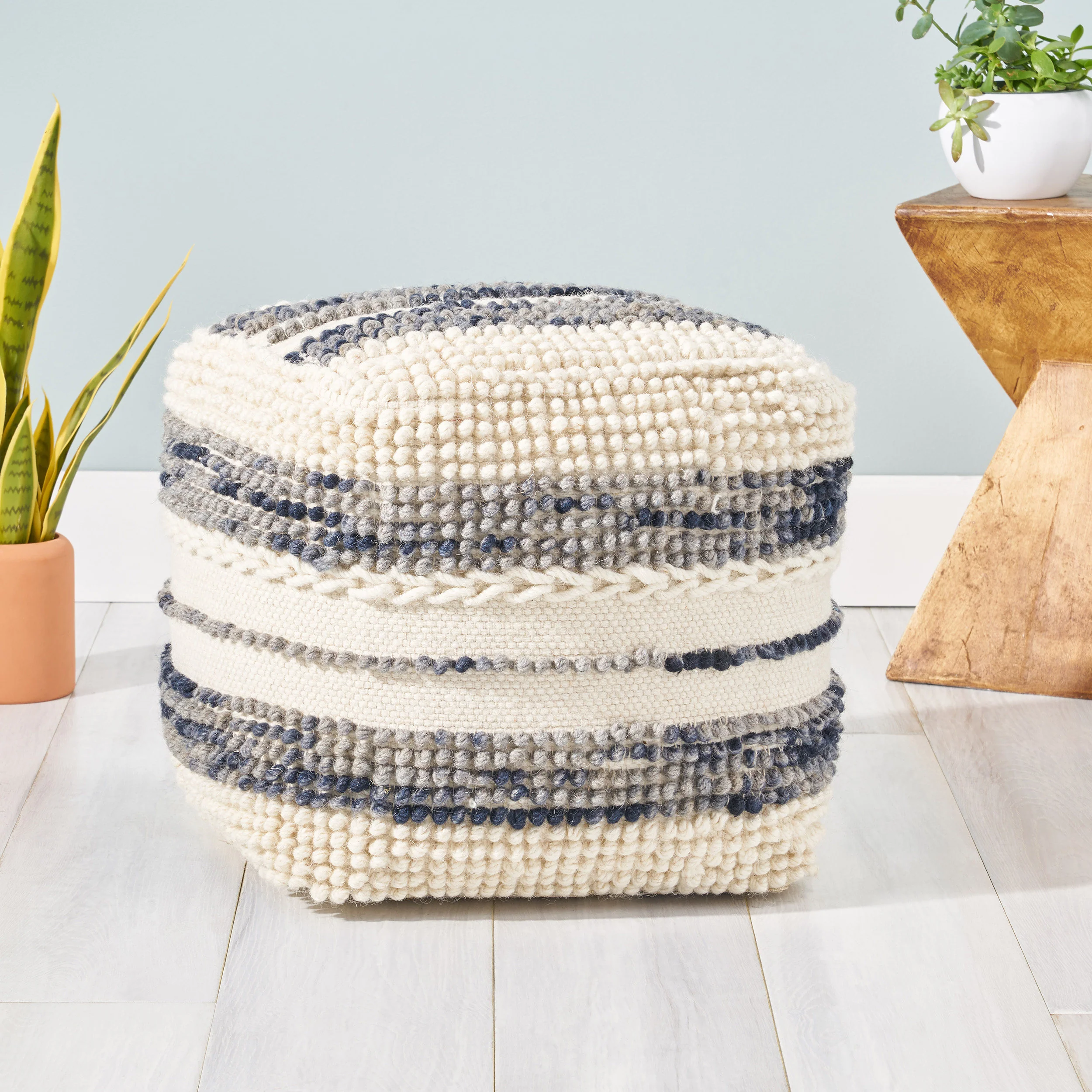 Rut Contemporary Handcrafted Fabric Cube Pouf - furnishings