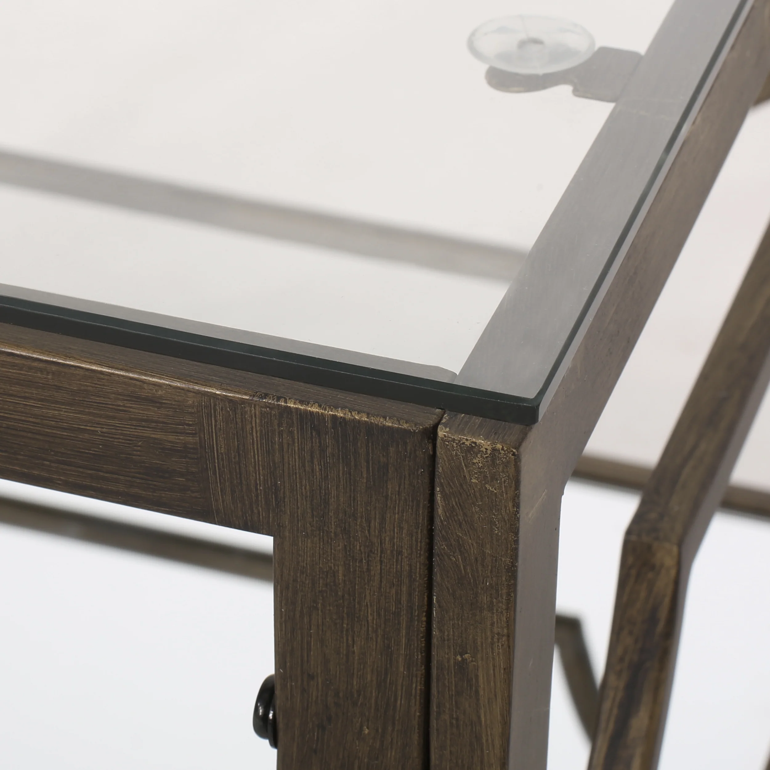 Powelton Cadley Modern Glam Mirrored End Table with Glass Top, Black Gold - furnishings
