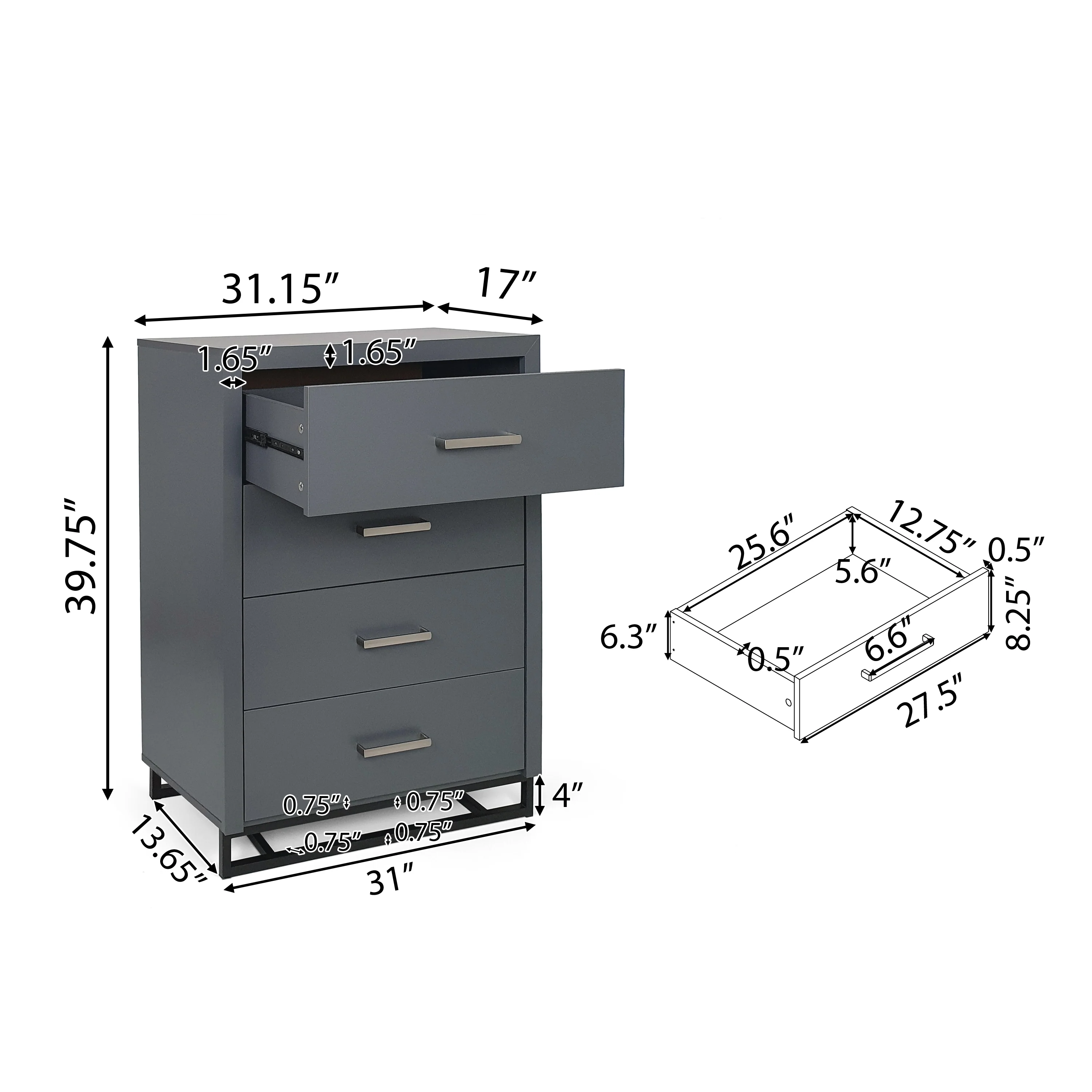 Borah Contemporary Faux Wood 2 Piece 4 Drawer Dresser and Nightstand Bedroom Set - furnishings