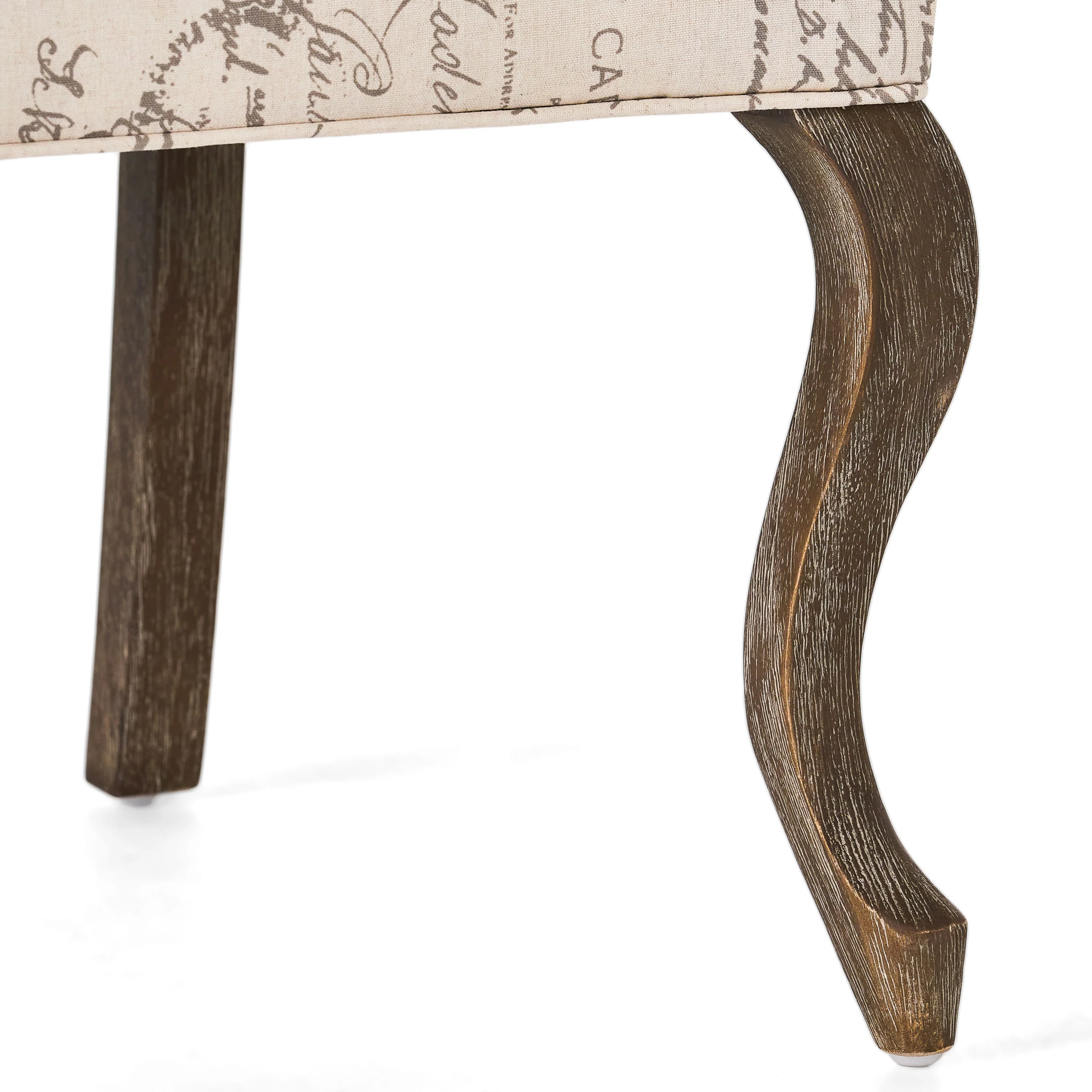 Crown Back French Script Beige Fabric Dining Chairs (Set of 2) - furnishings