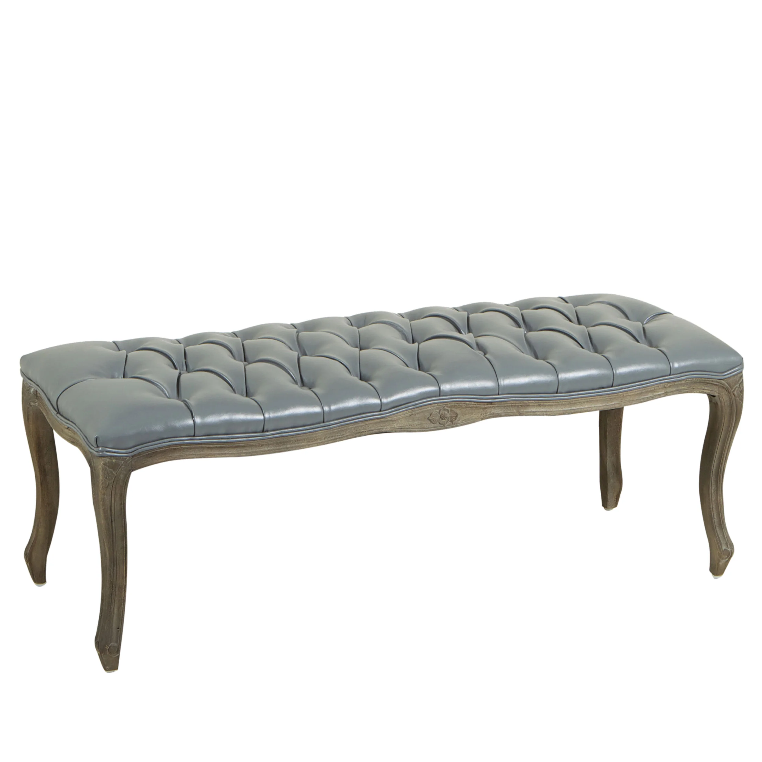 Francis Traditional Button Tufted Bonded Leather Bench - furnishings