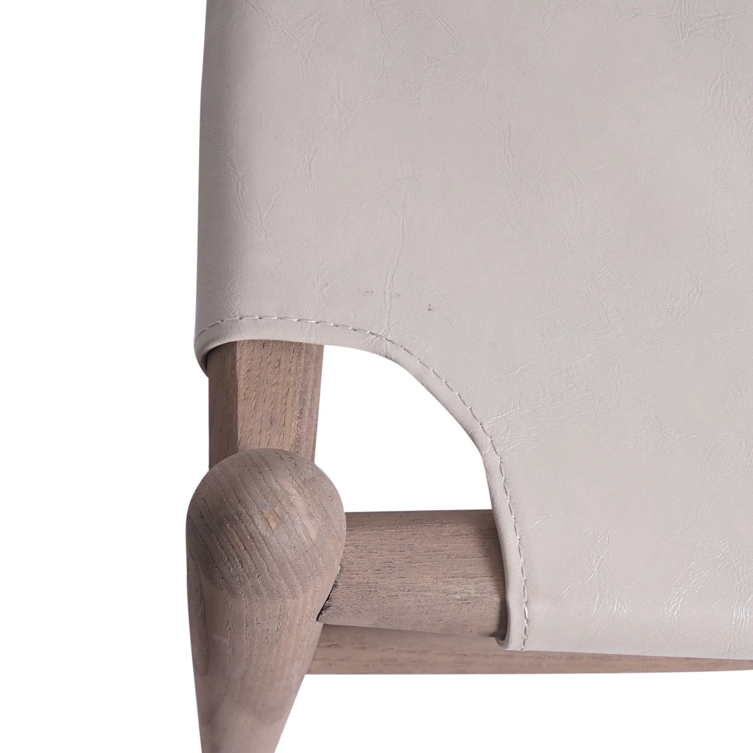 Quince Rustic Faux Leather and Elm Wood Wishbone Chair - furnishings