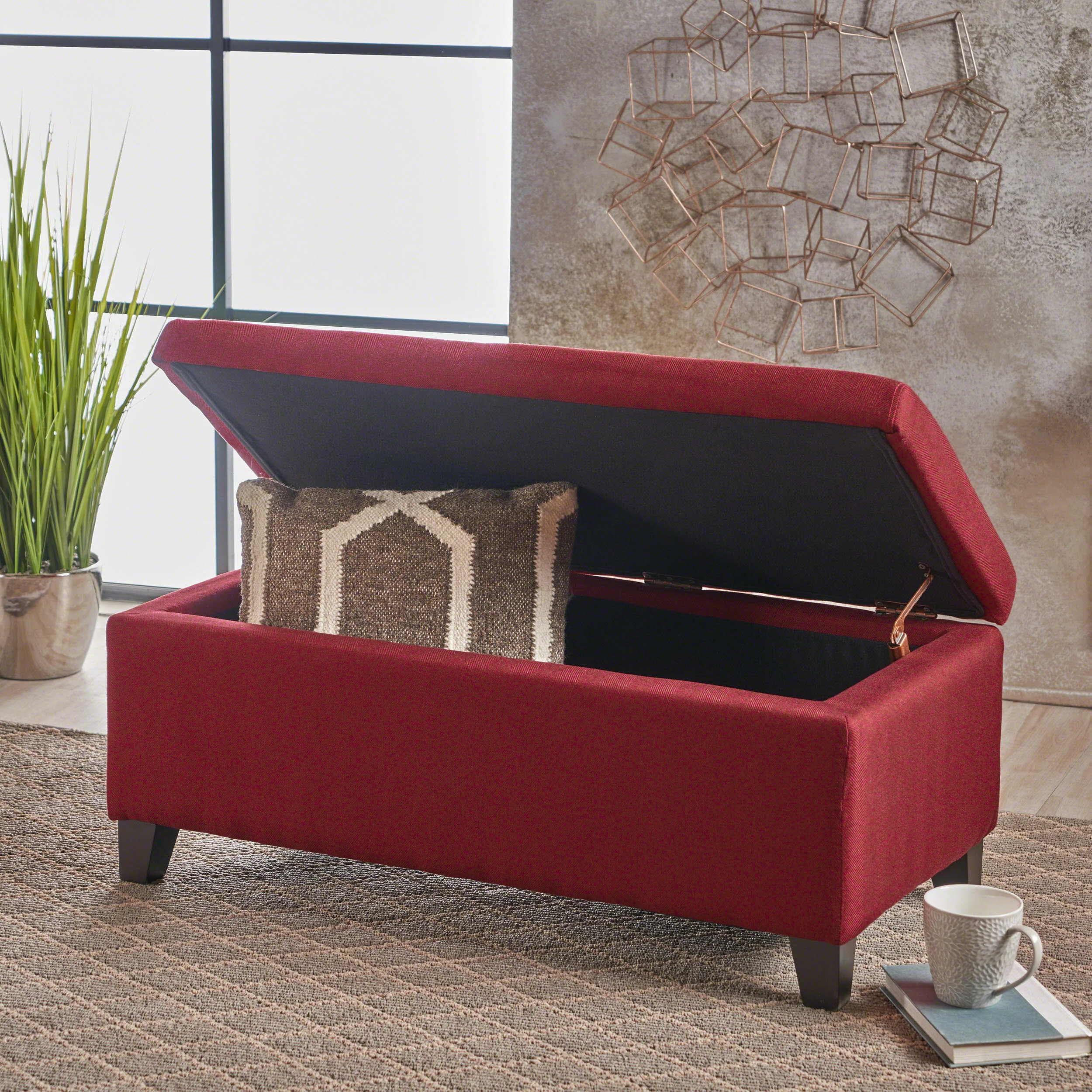Brianna Rectangle Fabric Storage Ottoman Bench - furnishings