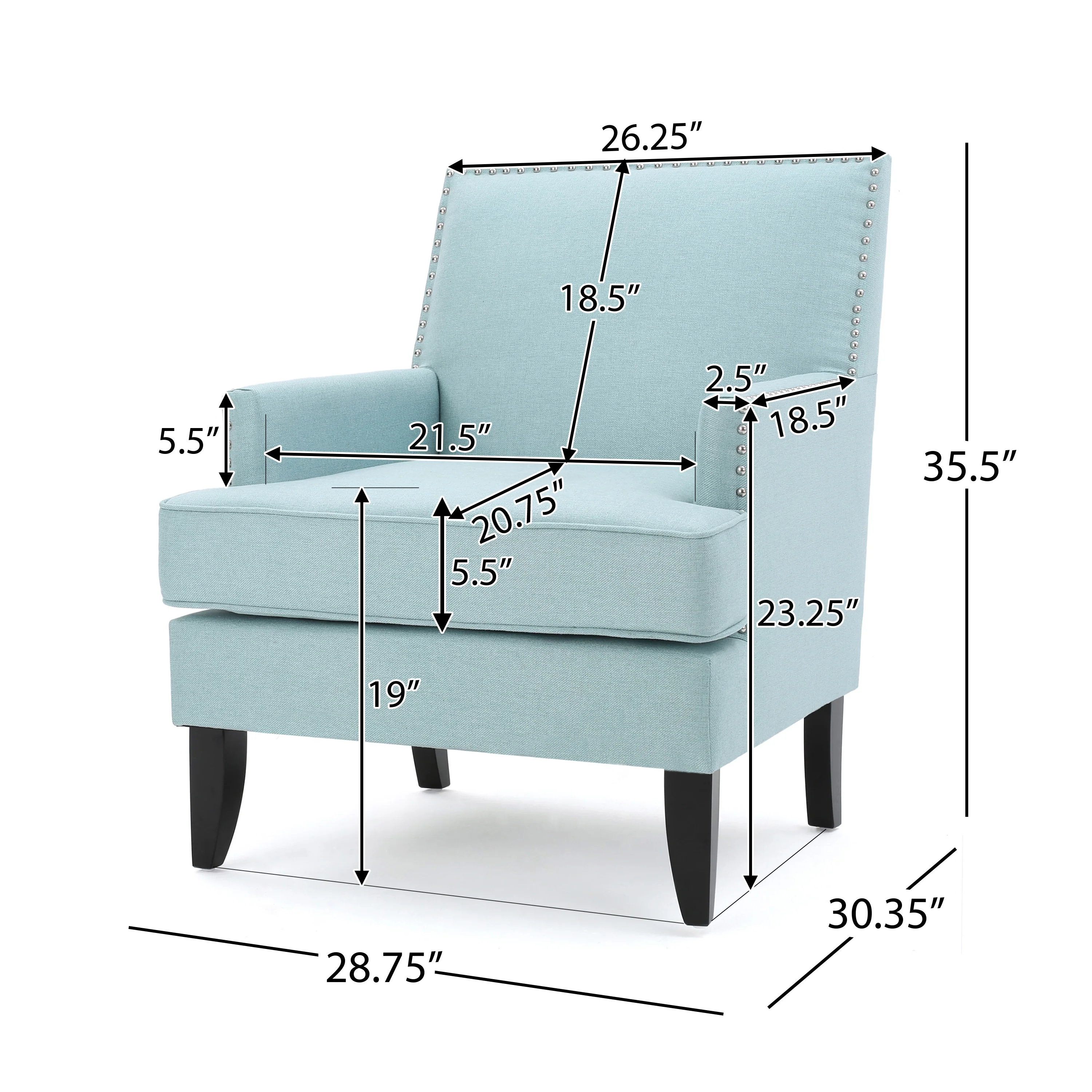 Talette Studded Modern Club Arm Chair - furnishings