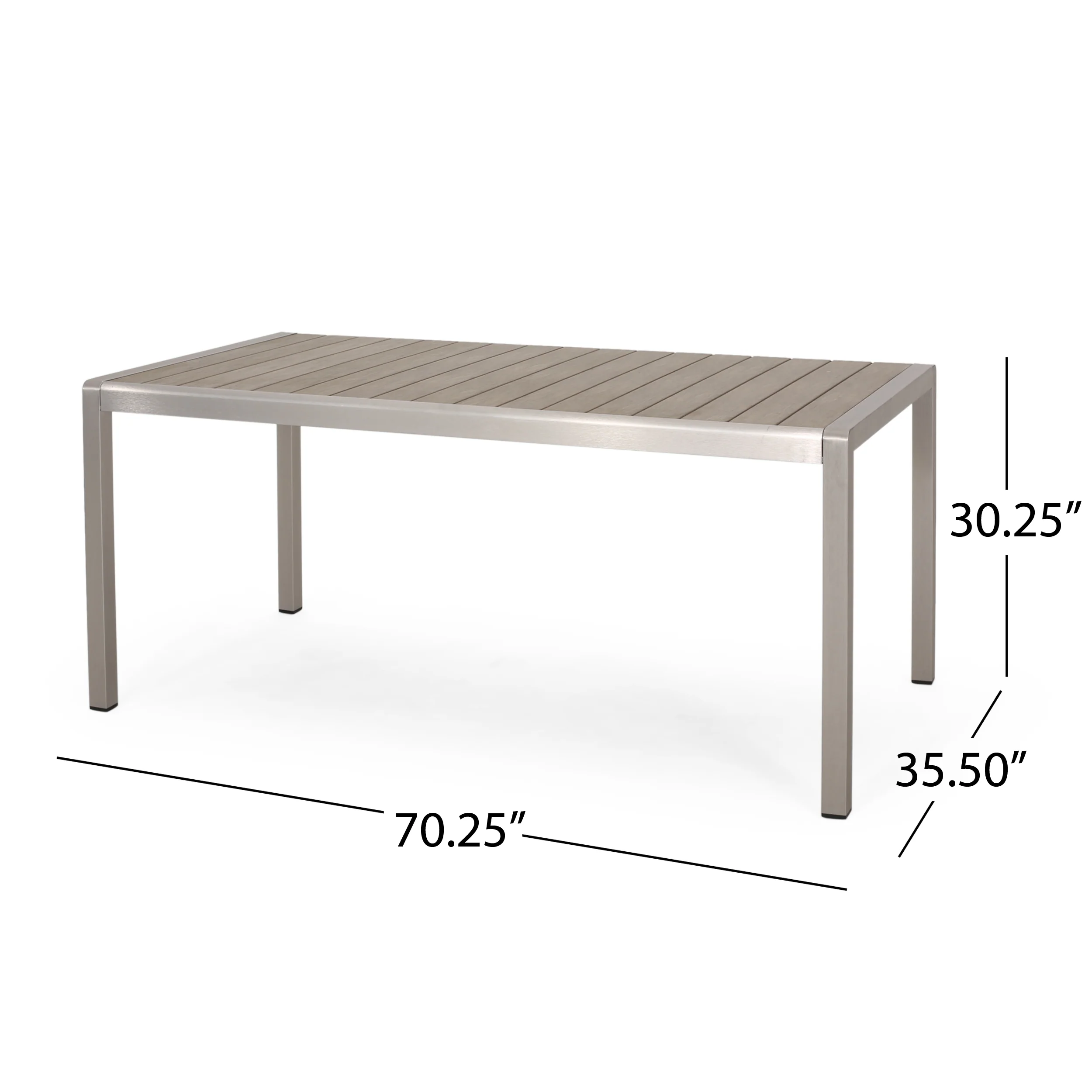 Cherie Outdoor Modern Aluminum and Faux Wood 6 Seater Dining Set - furnishings