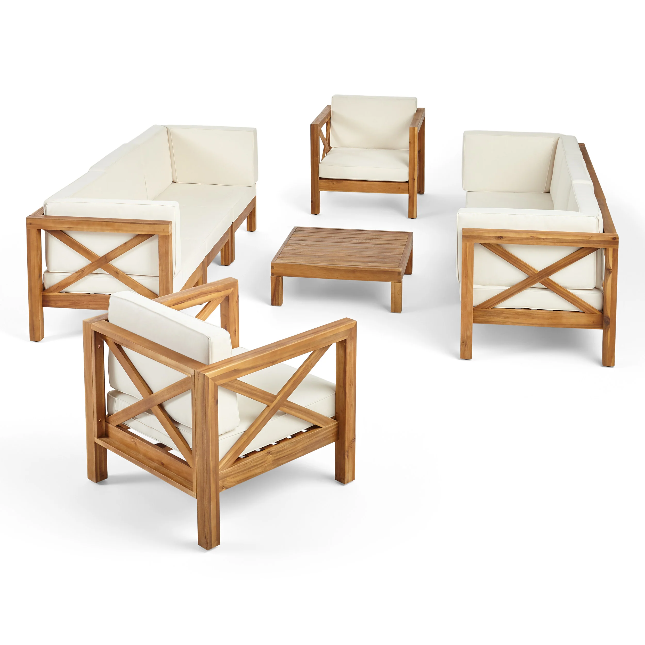 Morgan Outdoor 8 Seater Acacia Wood Sofa and Club Chair Set - furnishings