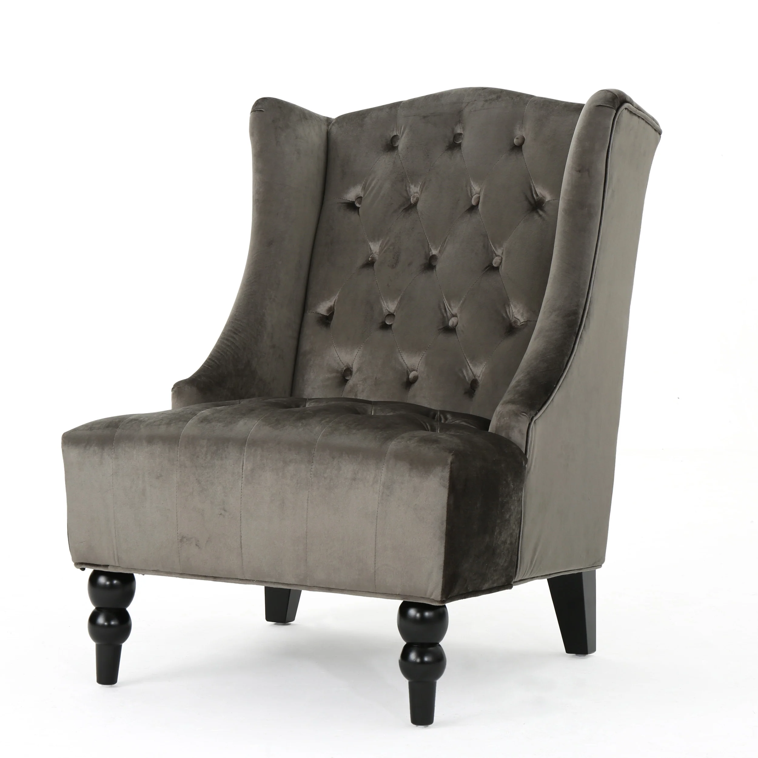 Talisa Winged High-Back Tufted New Velvet Club Chair - furnishings