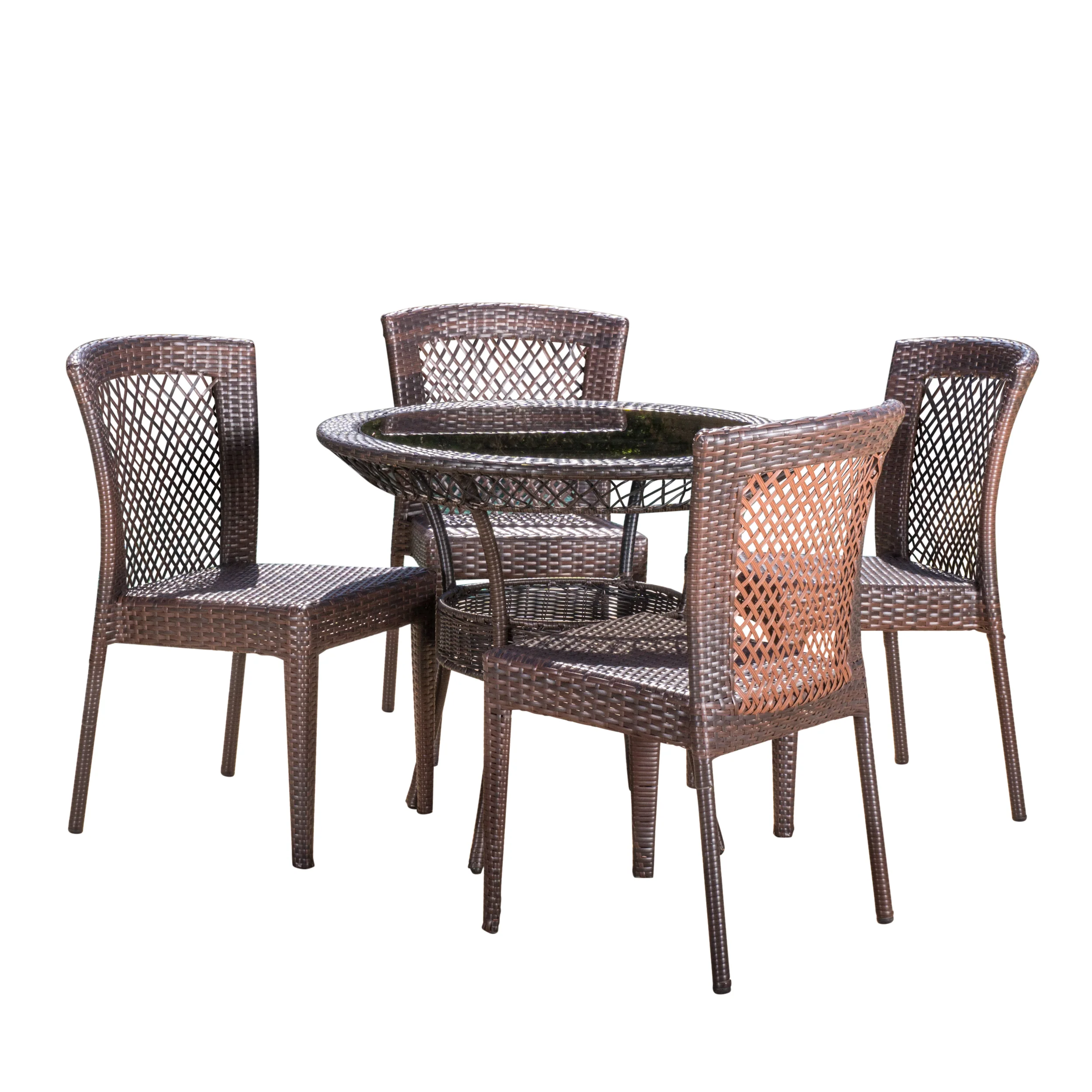 Dana Outdoor Multibrown Wicker 5pc Dining Set - furnishings