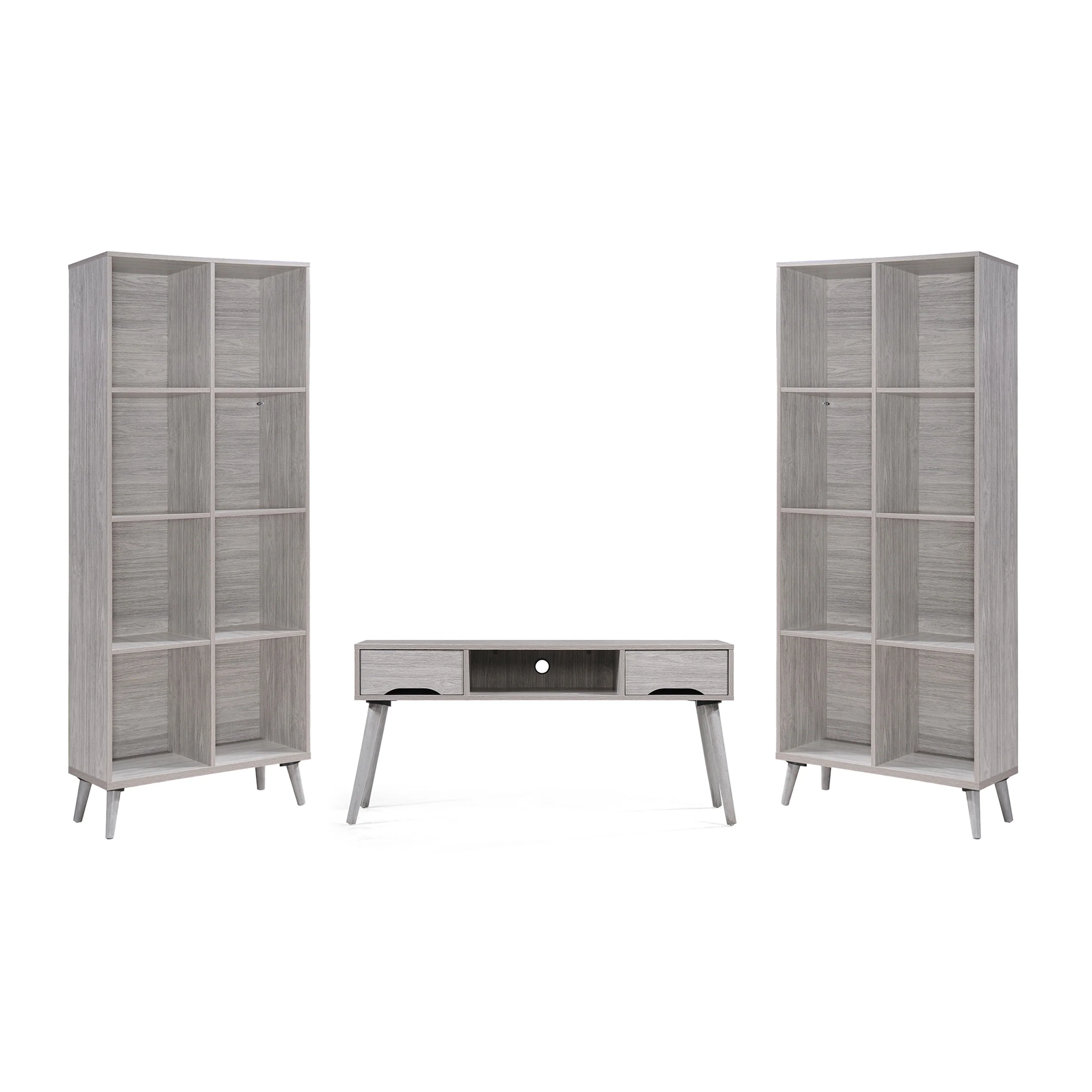 Elsie Mid Century 3 Piece TV Stand & Bookcase Set - furnishings