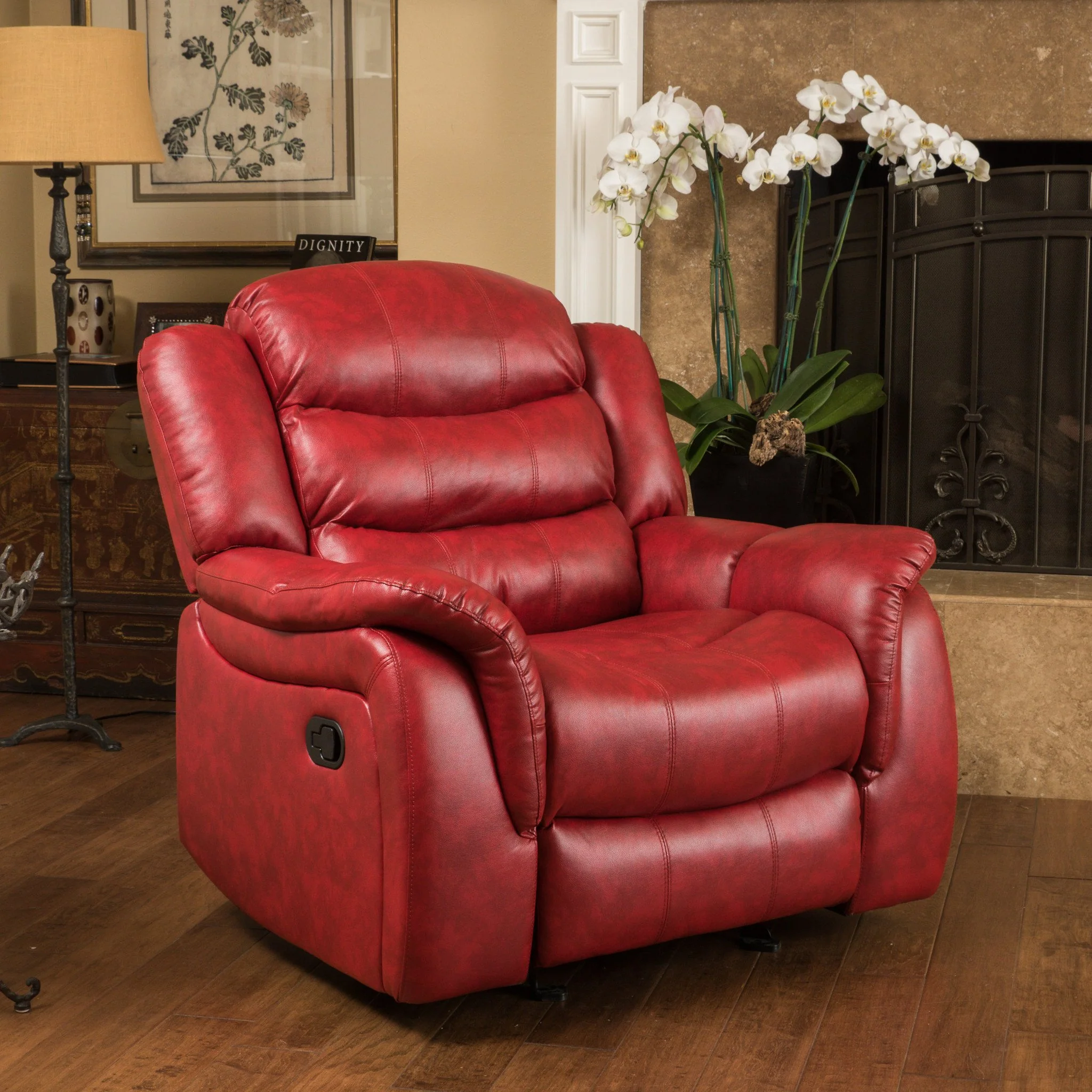 Hidal Contemporary Red Glider Recliner Chair - furnishings