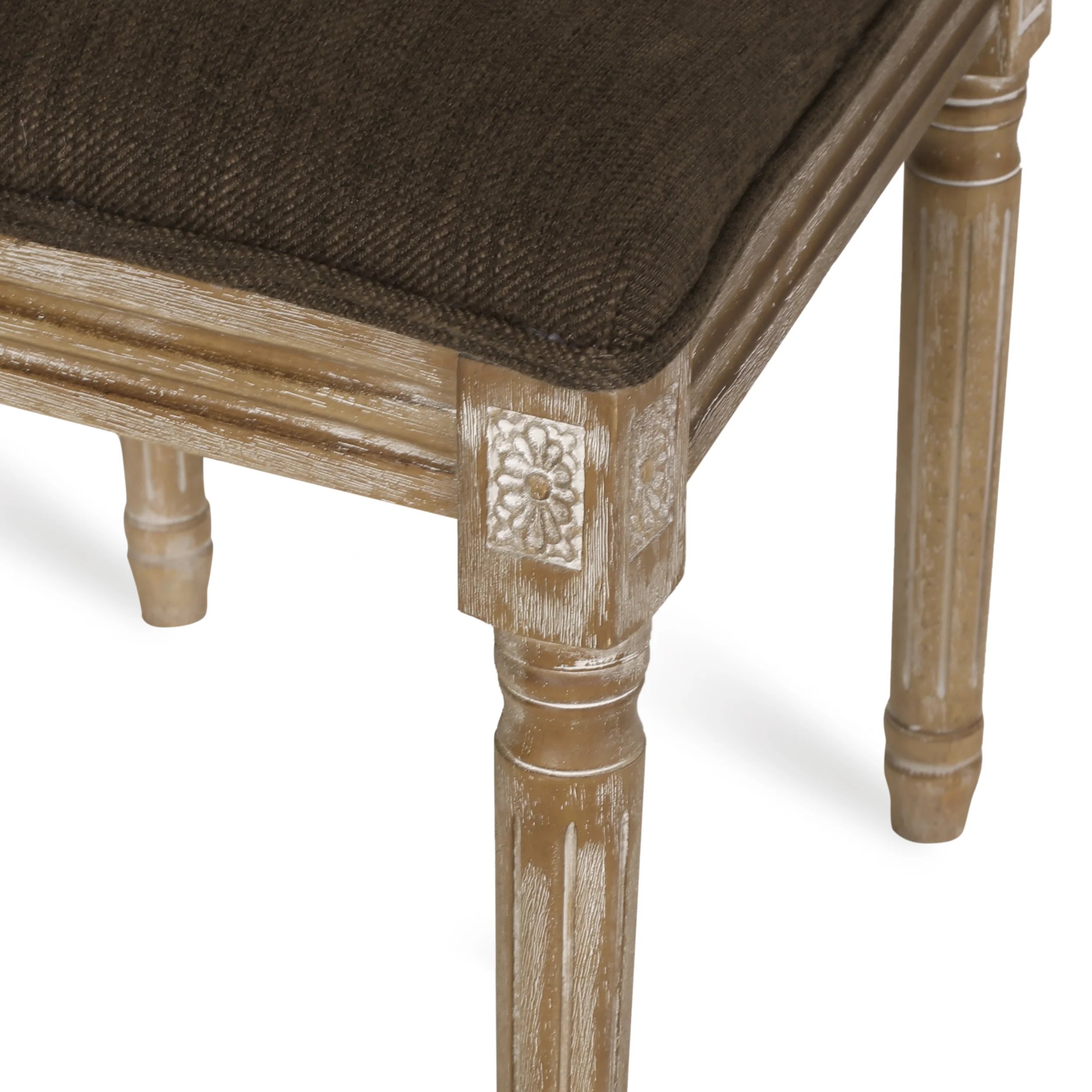 Fernleaf French Country Fabric Upholstered Wood and Cane Expandable 7 Piece Dining Set - furnishings