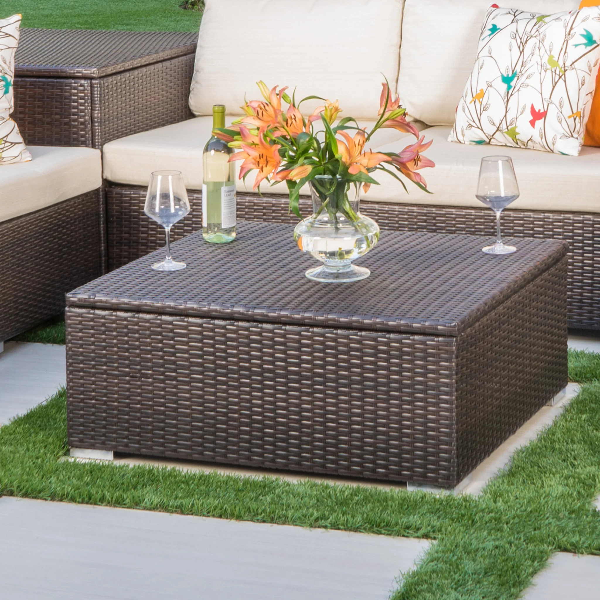 San-Louis-Obispo Outdoor Wicker Storage Coffee Table - furnishings