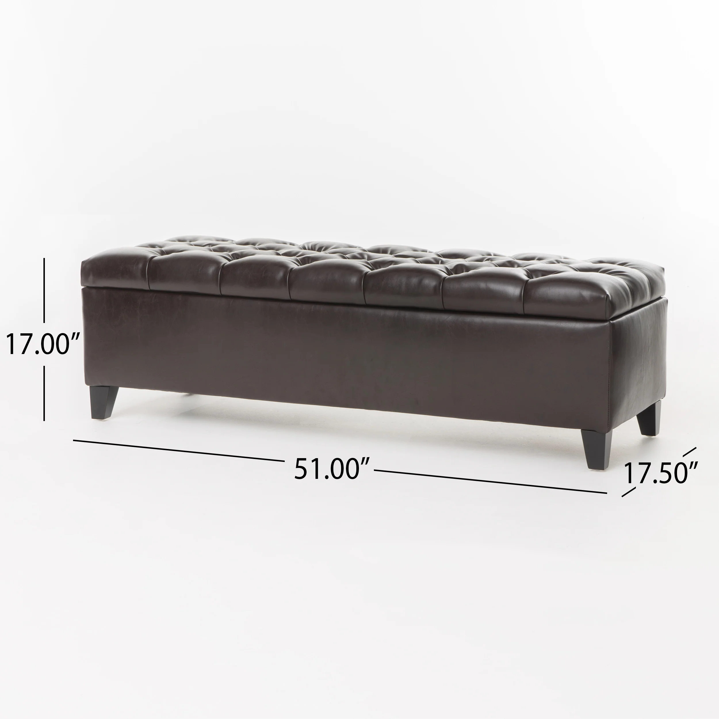 Molle Contemporary Button-Tufted Leather Storage Ottoman Bench - furnishings