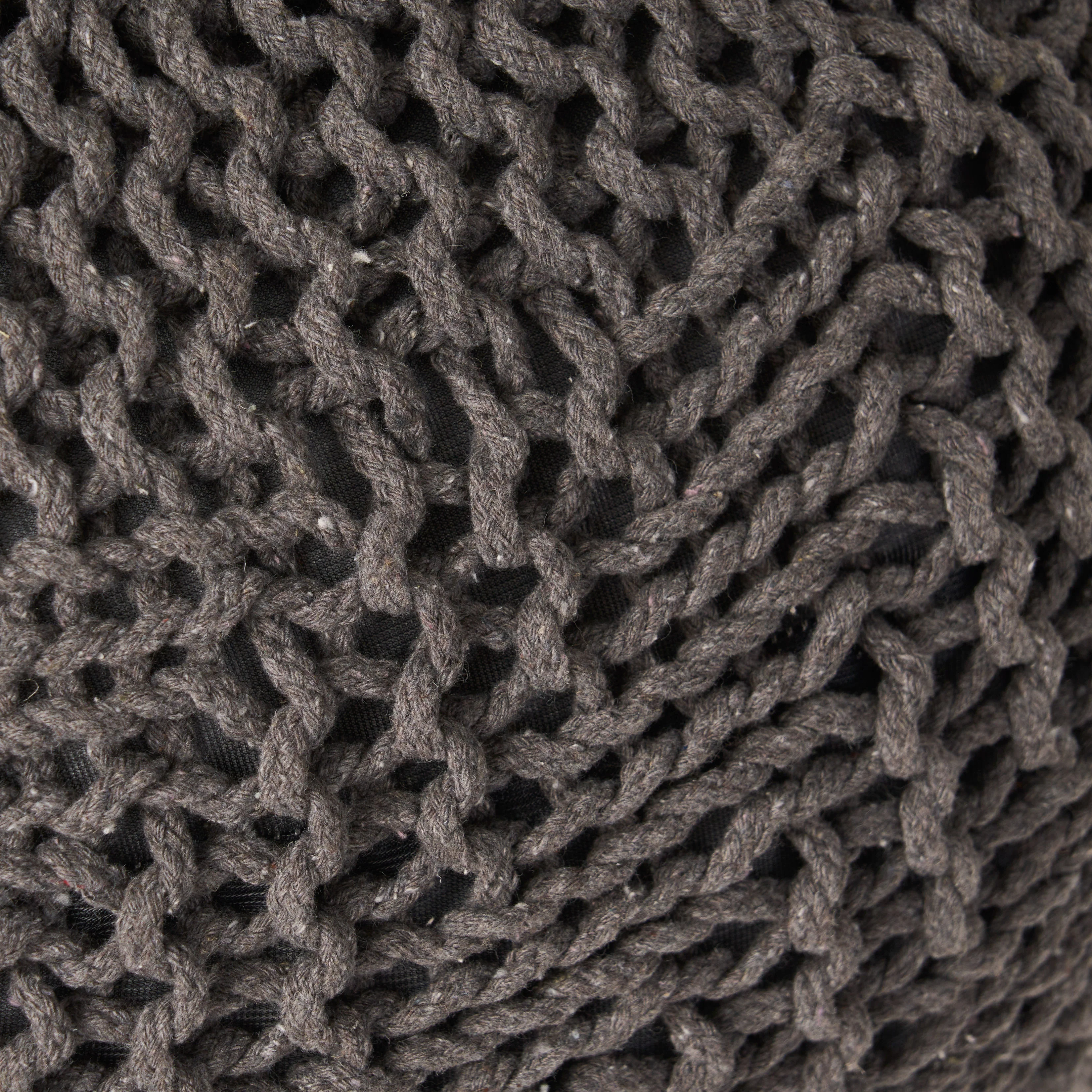 Flovilla Modern Knitted Cotton Round Pouf - furnishings
