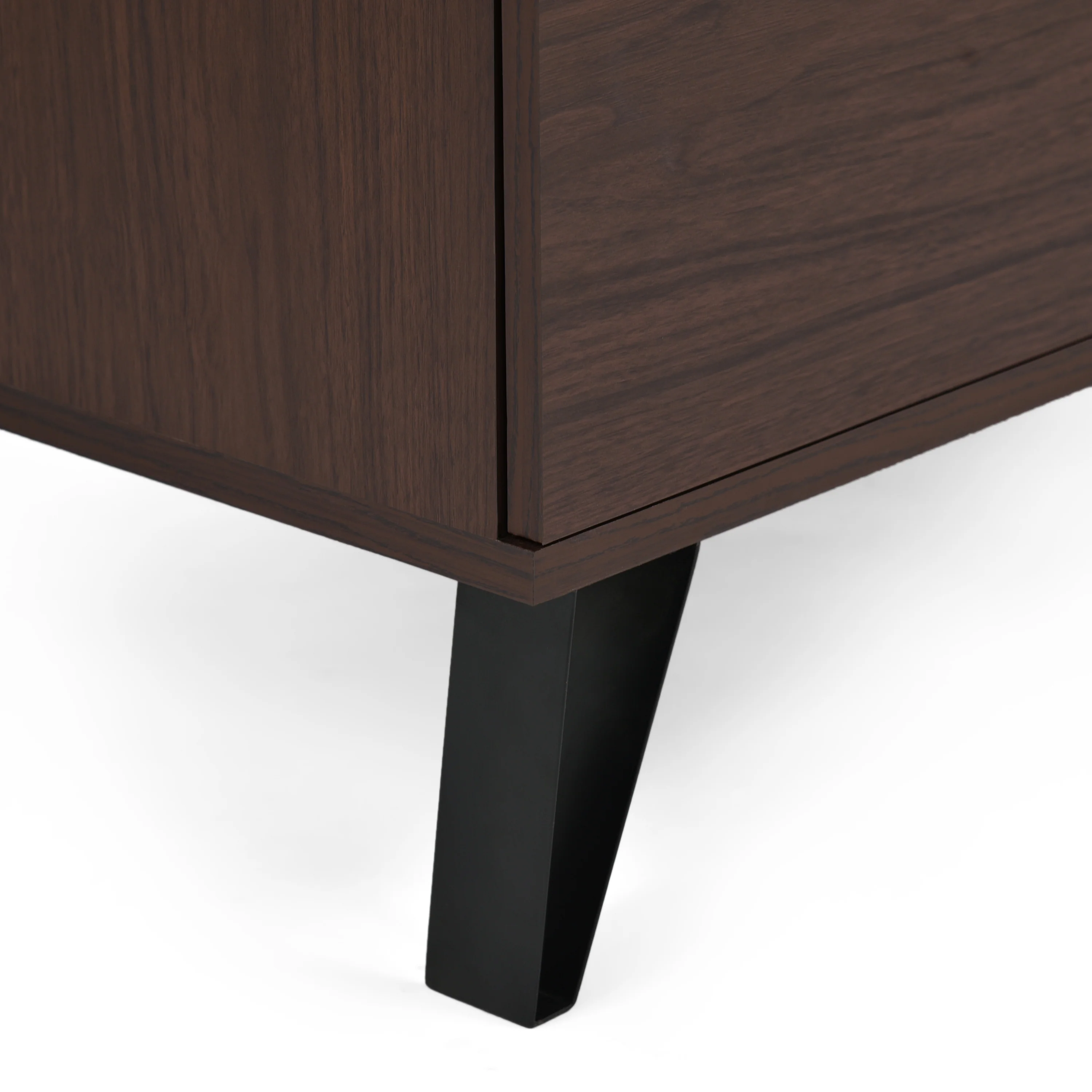 Demijen Modern Industrial 4 Drawer Wide Dresser, Walnut and Matte Black - furnishings