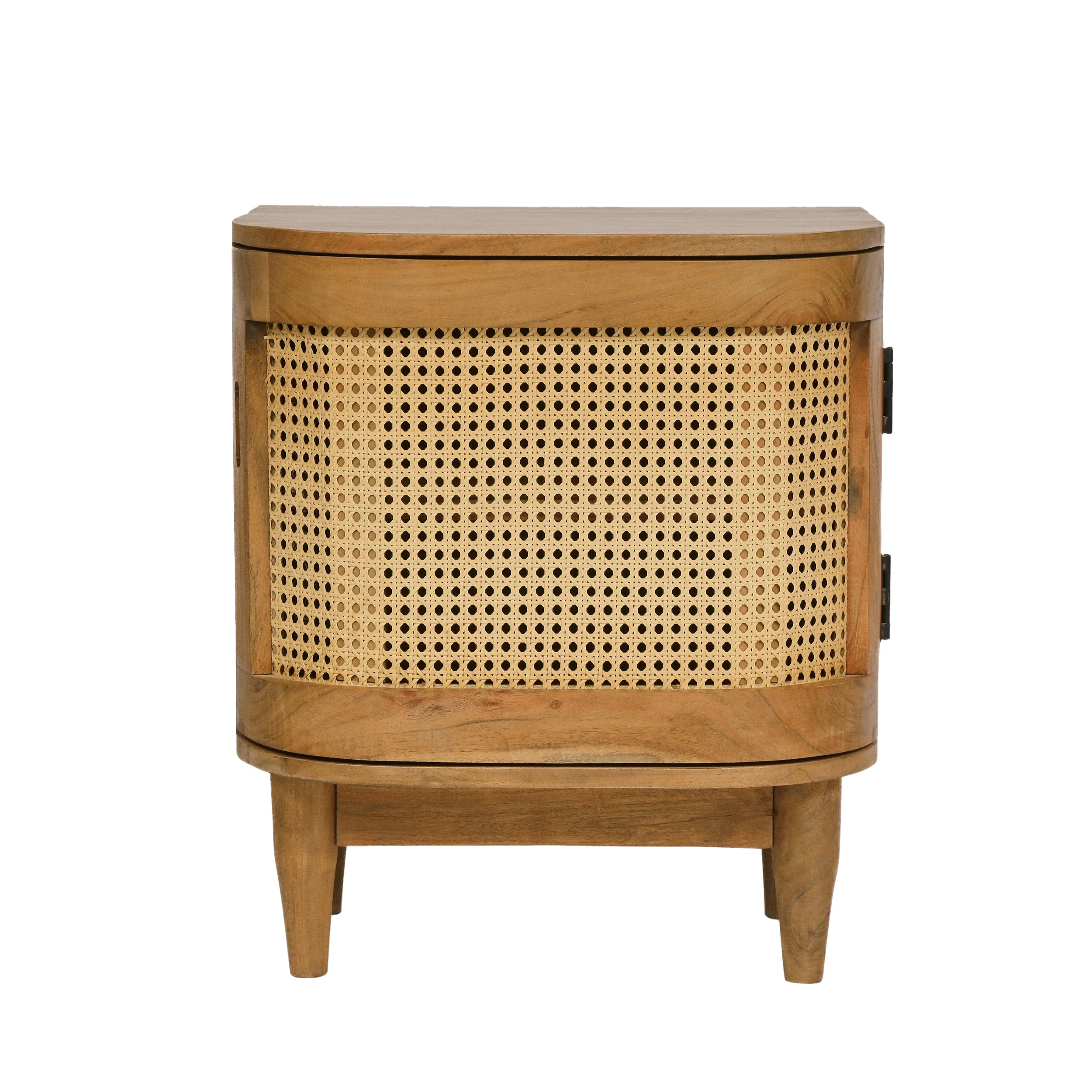 Cerny Rustic Handmade Wood and Cane Nightstand Cabinet, Natural - furnishings