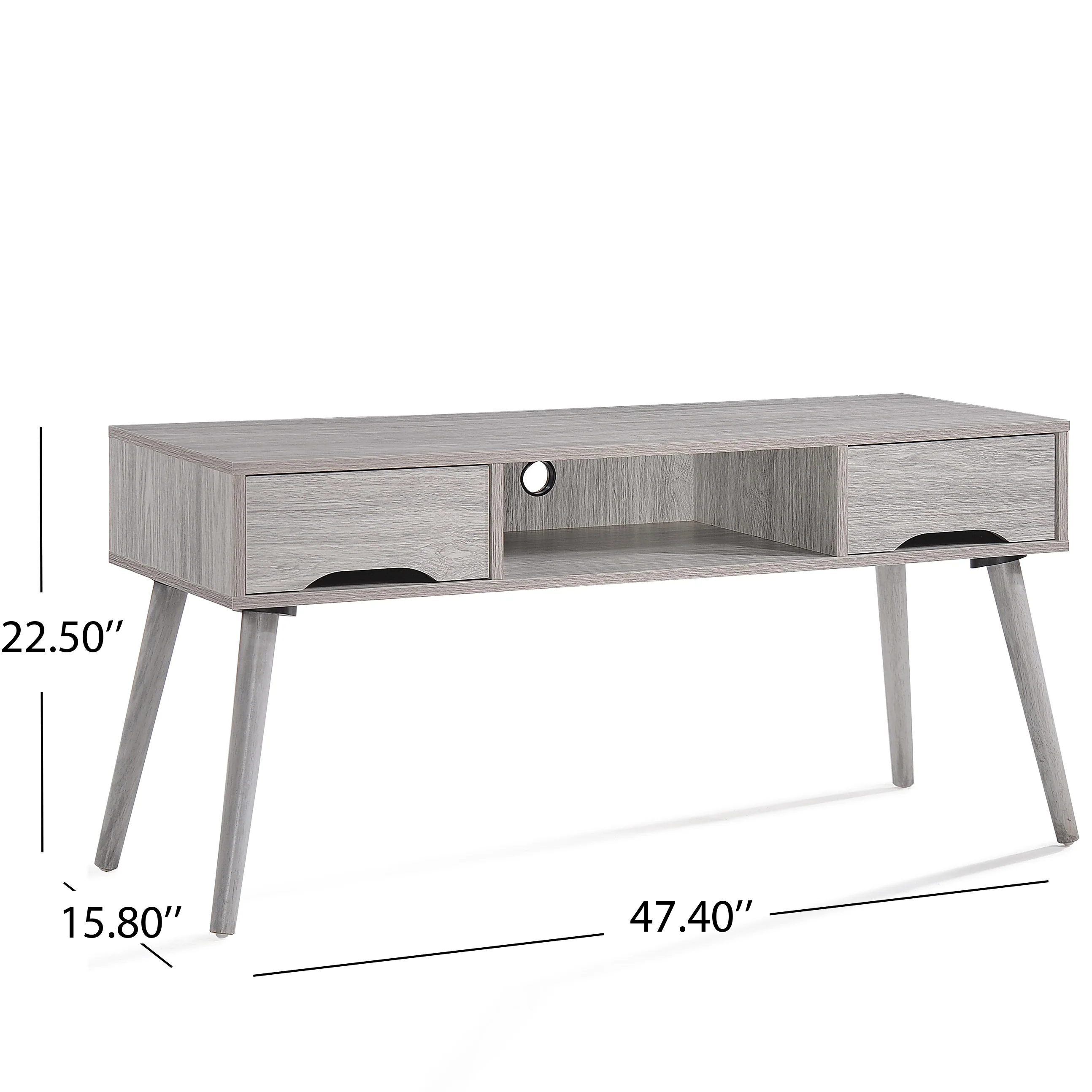 Florie Mid Century Modern 2 Drawer & Shelf TV Stand - furnishings