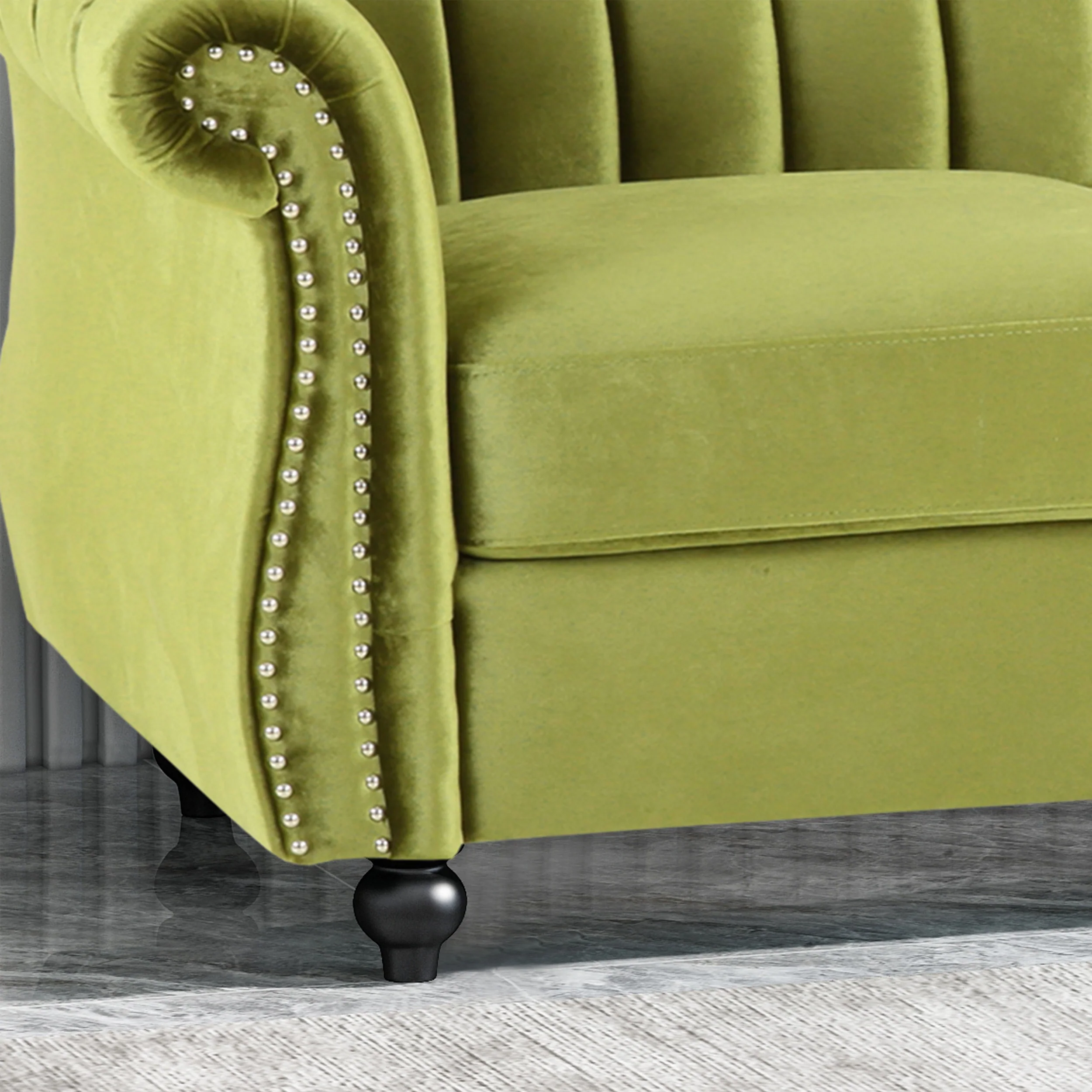 Olga Modern Glam Velvet 3 Seater Sofa, Umber and Dark Brown - furnishings