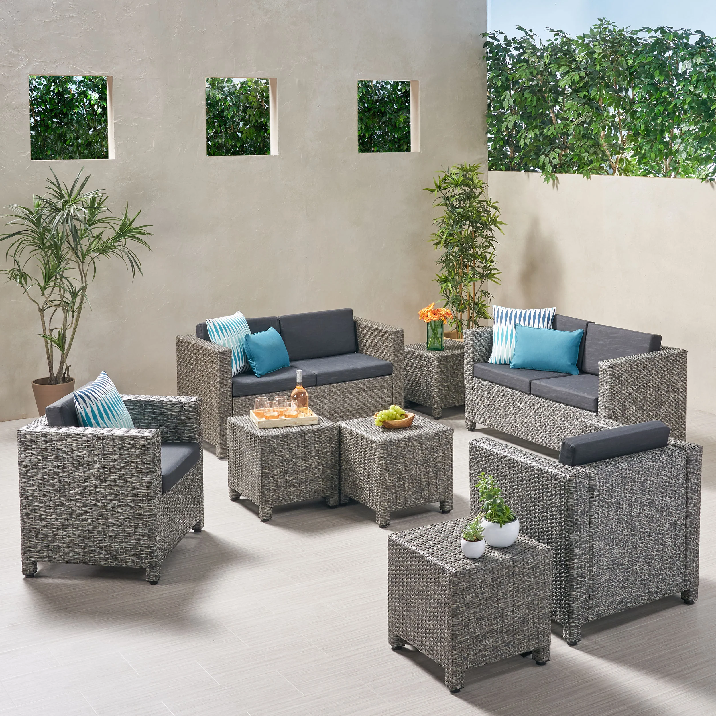 Venice 6-Seater Outdoor Sofa Set with Side Tables - furnishings