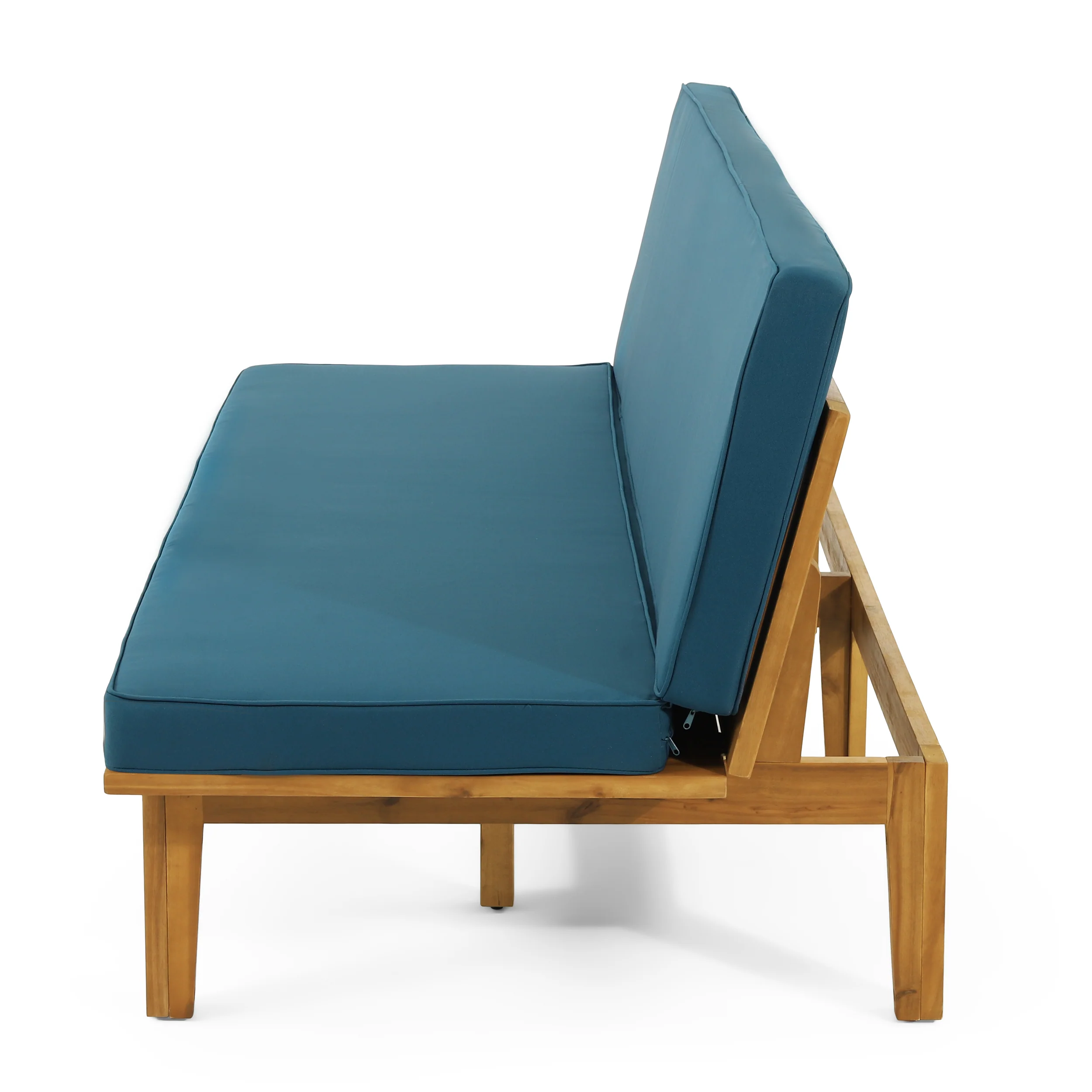 Riebe Outdoor Acacia Wood Convertible Daybed with Cushion - furnishings