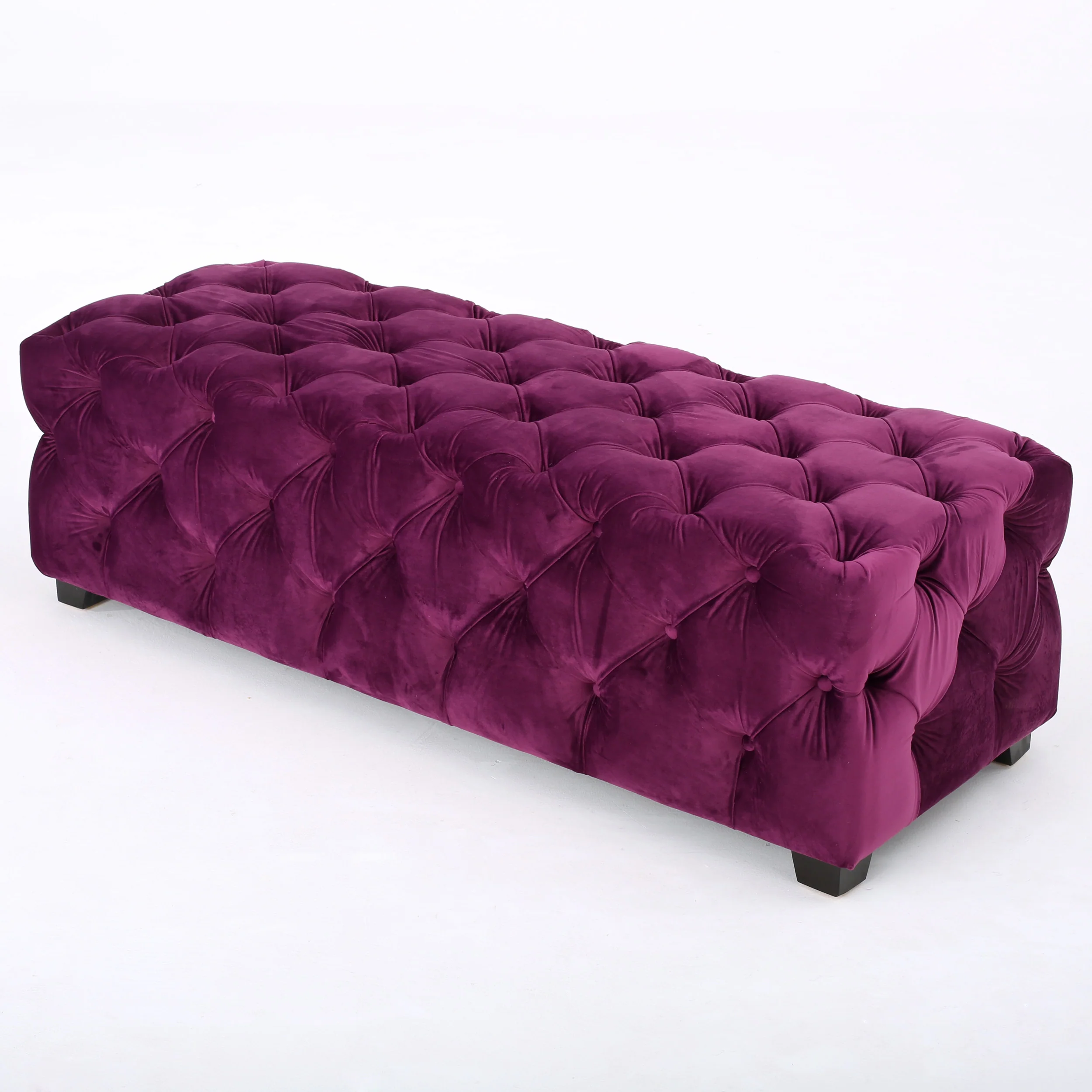 Provence Modern Glam Tufted Velvet Ottoman Bench - furnishings