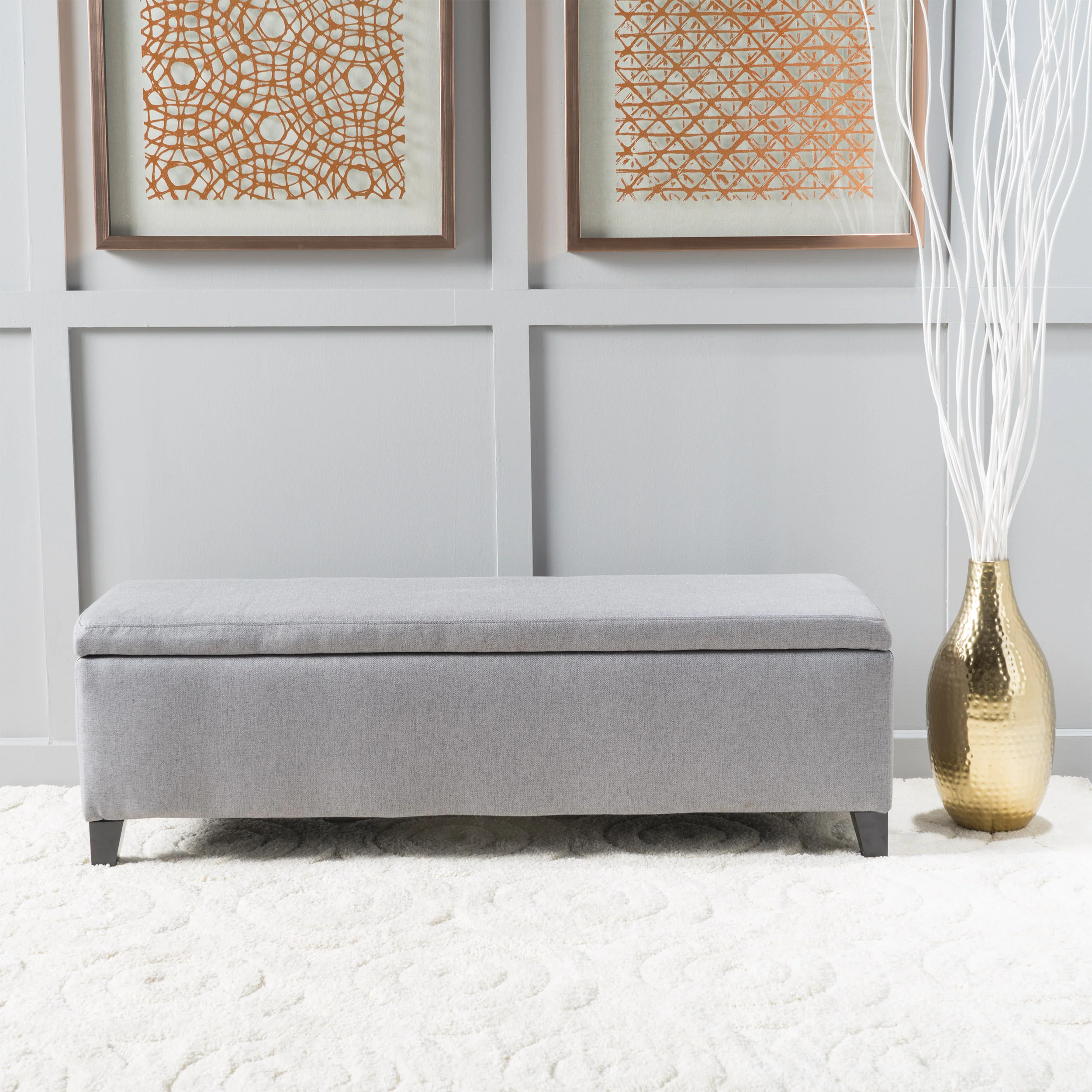 Clor Fabric Rectangle Storage Ottoman Bench - furnishings