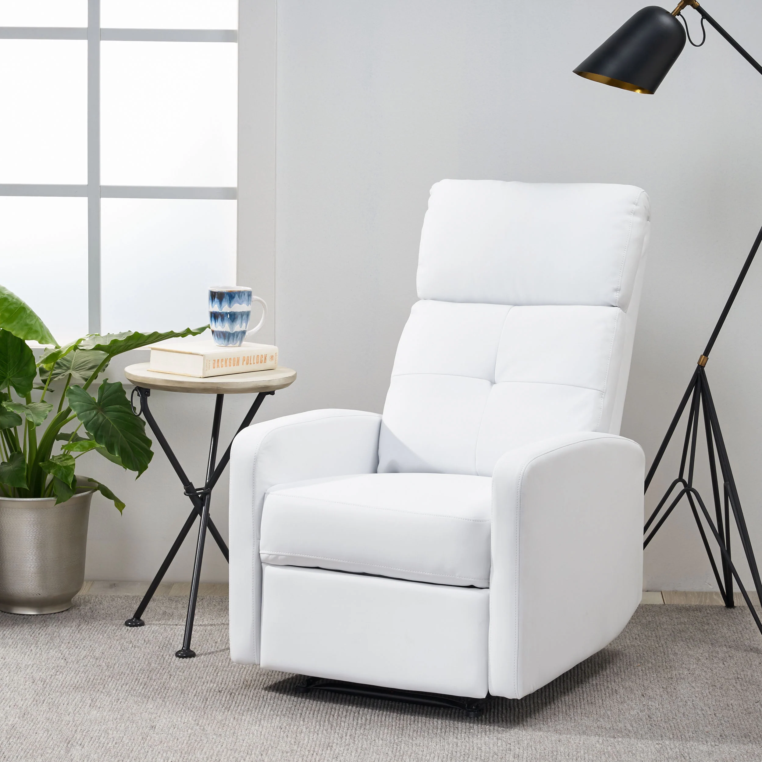 Teyana Contemporary Pillow Top Leather Recliner - furnishings