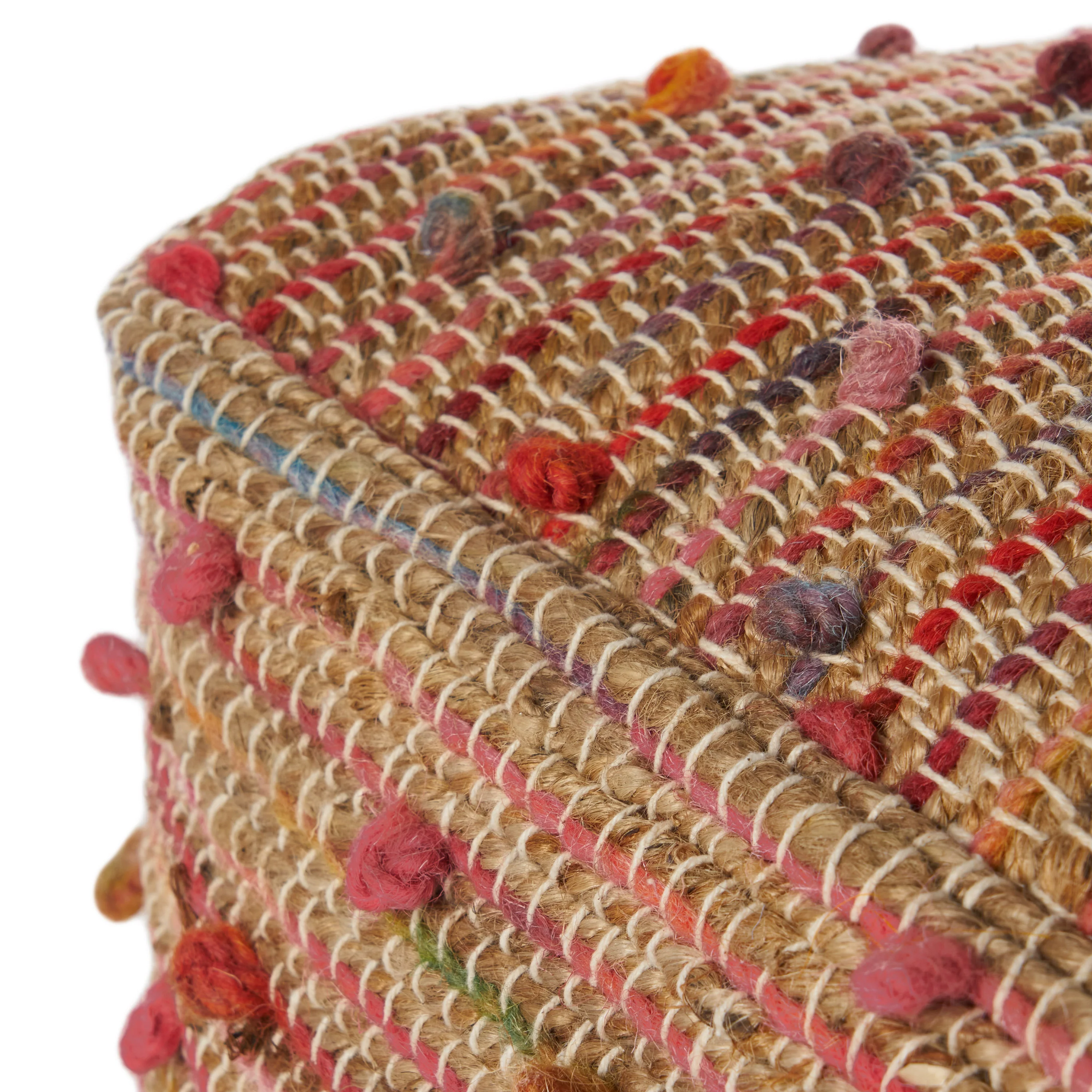 Rainy Boho Jute and Cotton Pouf - furnishings