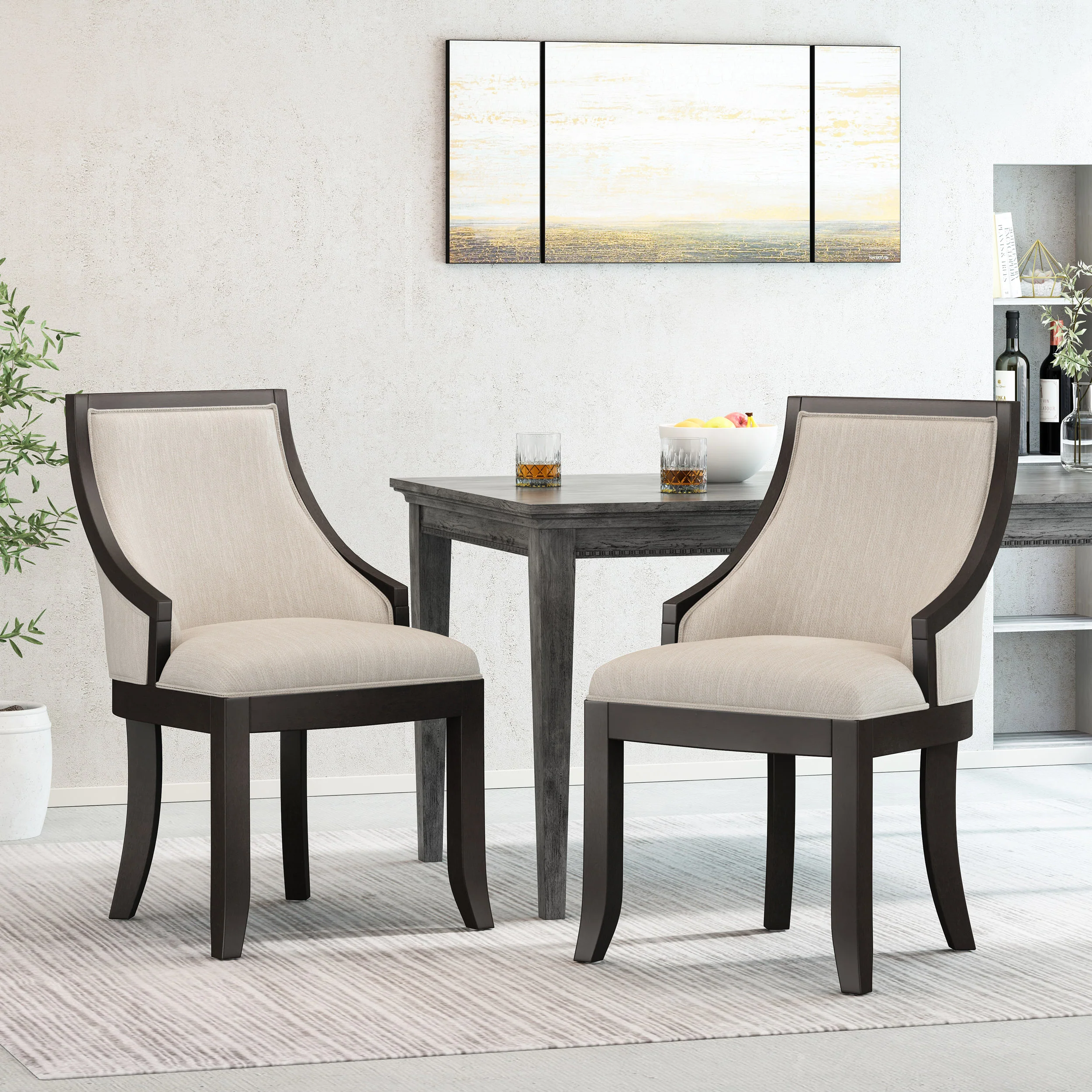 Monita Contemporary Upholstered Birch Wood Dining Chairs, Set of 2 - furnishings
