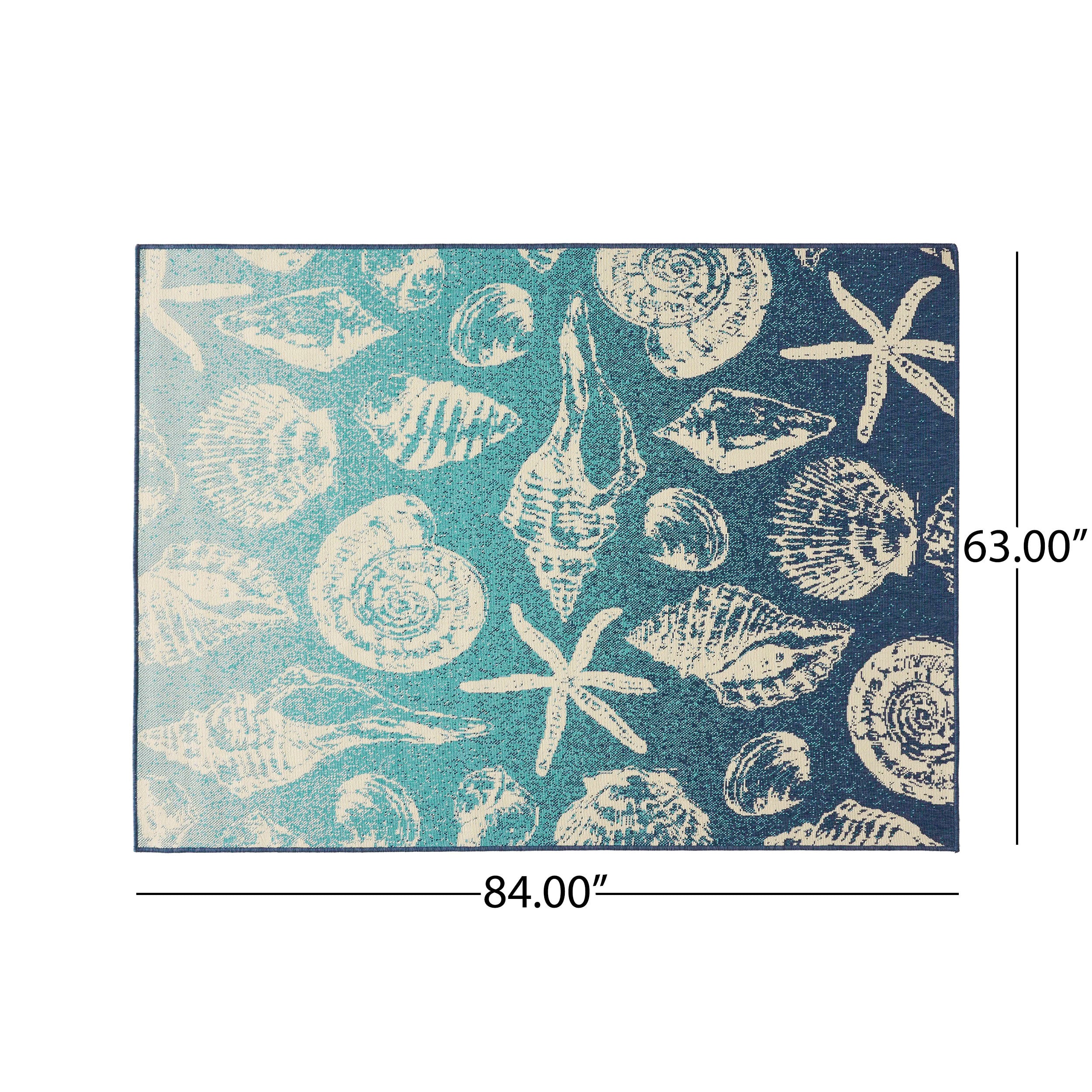 Yvette Breeze Outdoor Ombre Area Rug, Blue and Ivory - furnishings