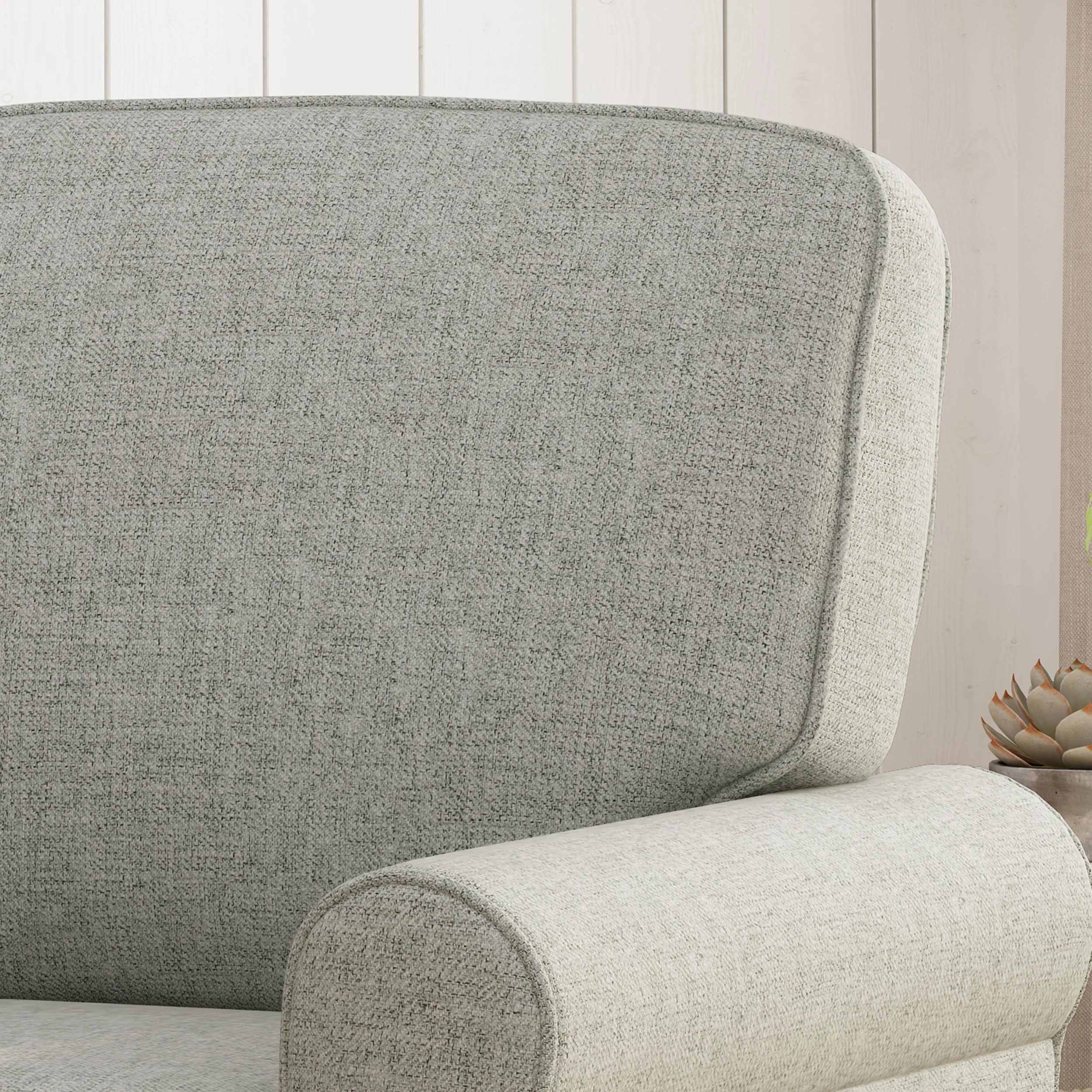 Patricia Contemporary Scrolled Arm Upholstered Fabric Club Chair w/ Tonal Piping - furnishings