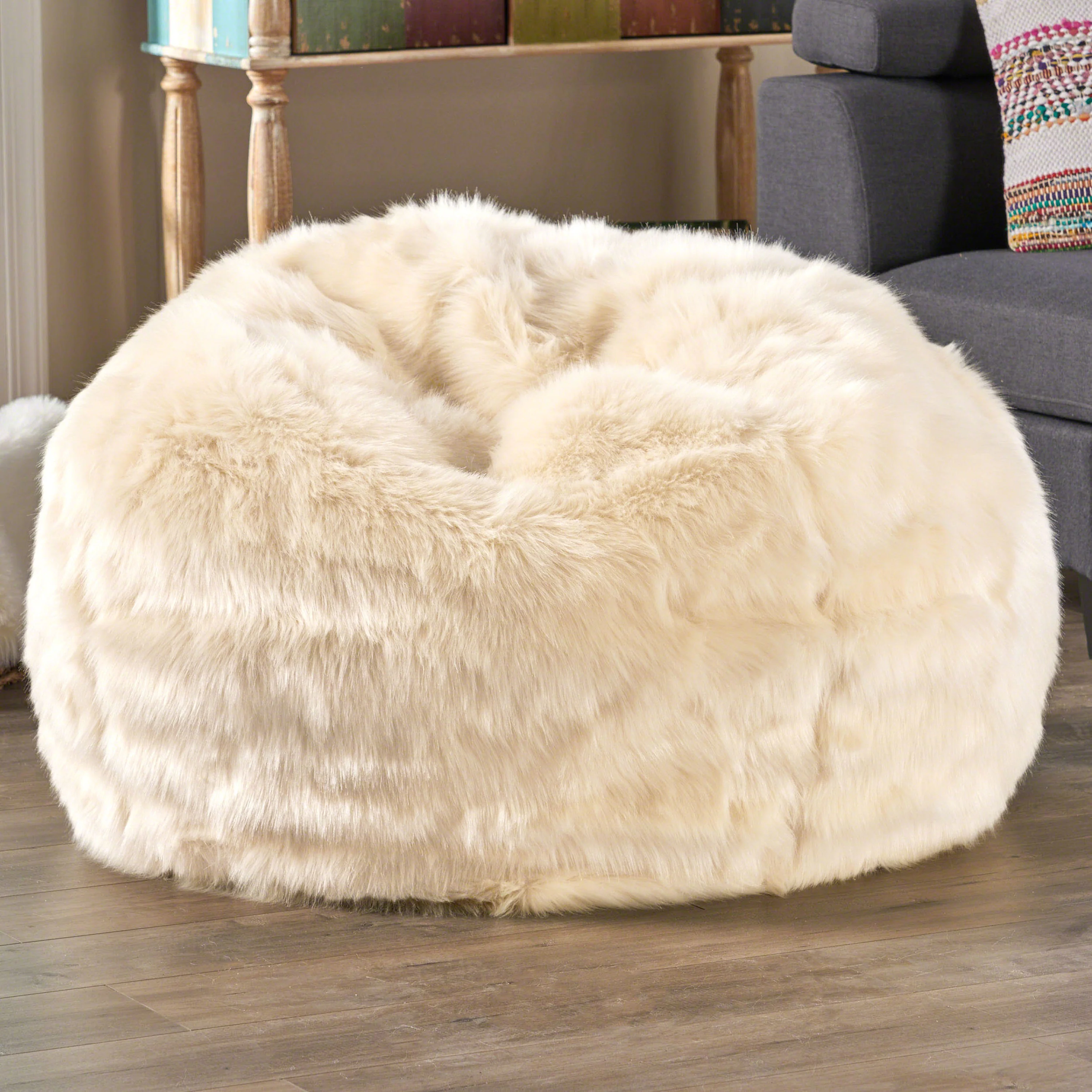 Amori Modern 3 Foot Faux Fur Bean Bag (Cover Only) - furnishings