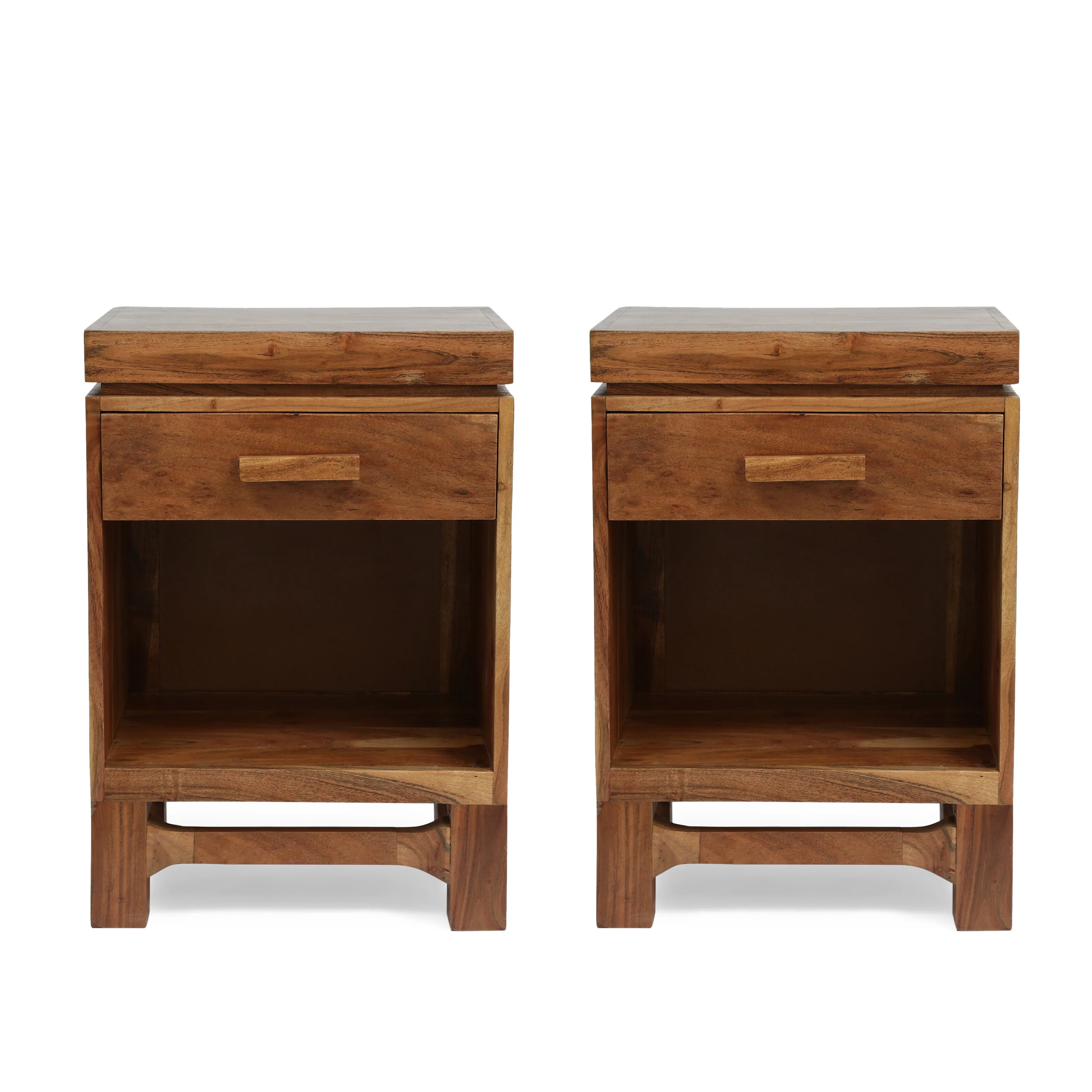 Lindale Boho Handcrafted Acacia Wood Nightstand, Set of 2 - furnishings