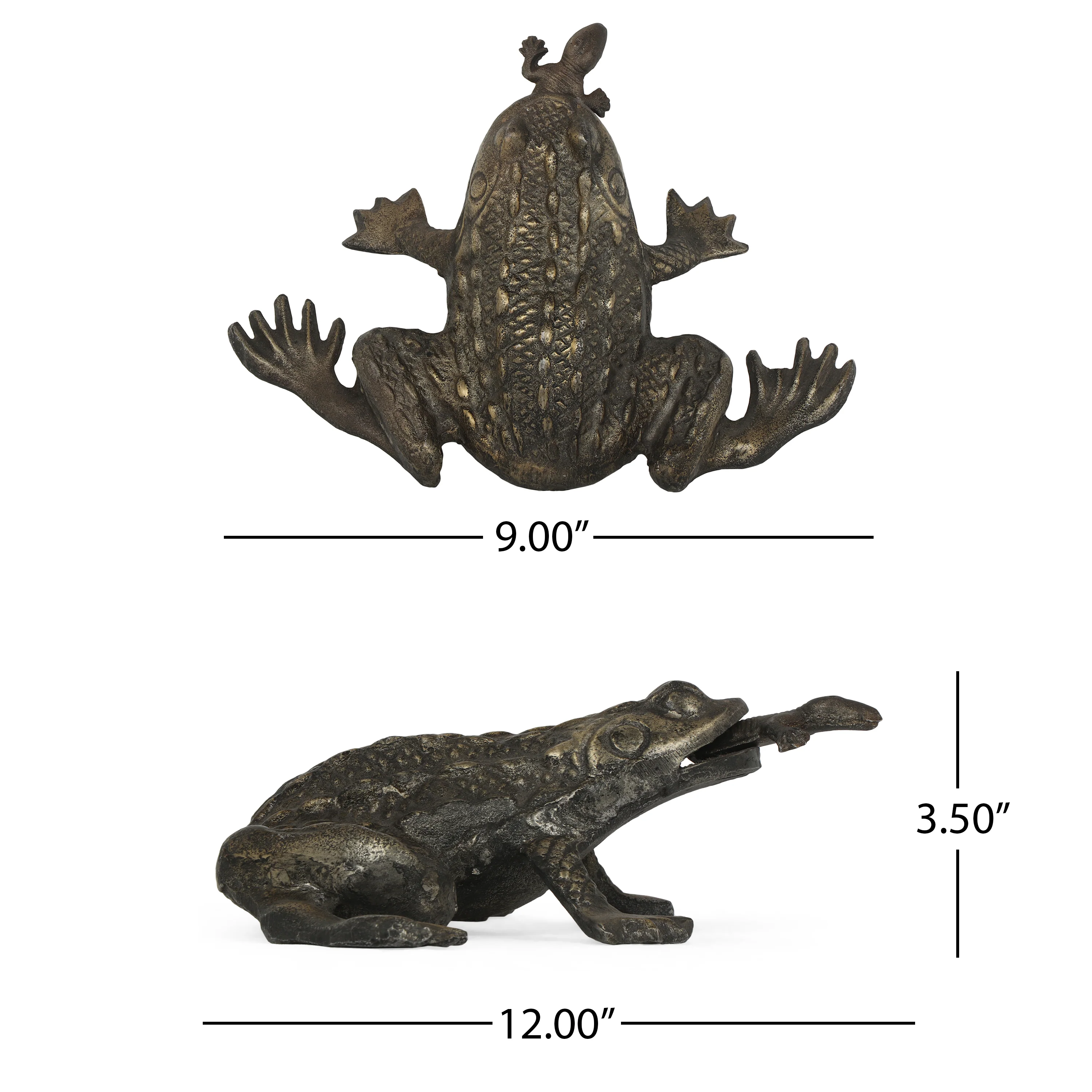 Jessica Handmade Aluminum Tabletop Frog Decor, Antique Brass - furnbro