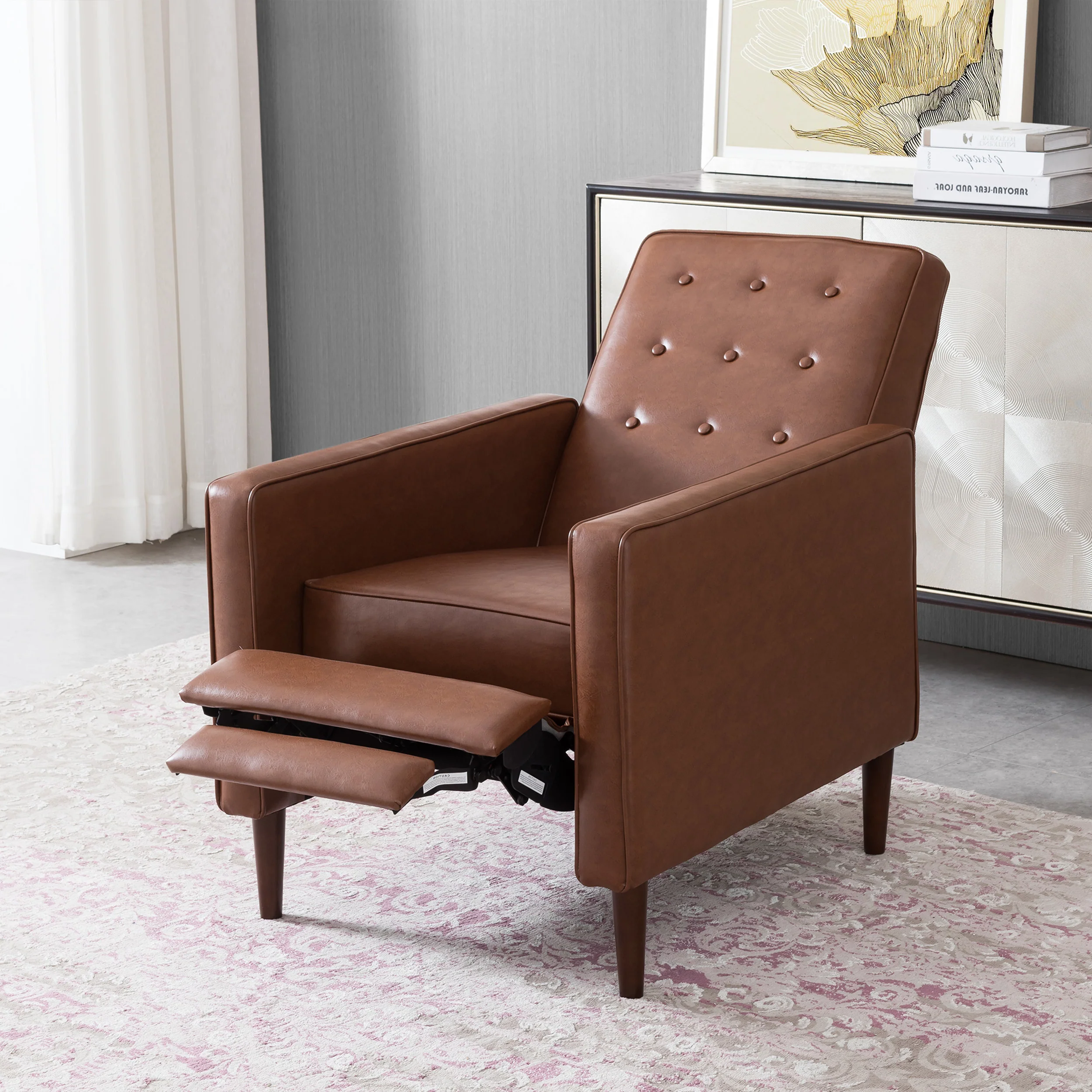 Mason Mid-Century Modern Button Tufted Recliner - furnishings