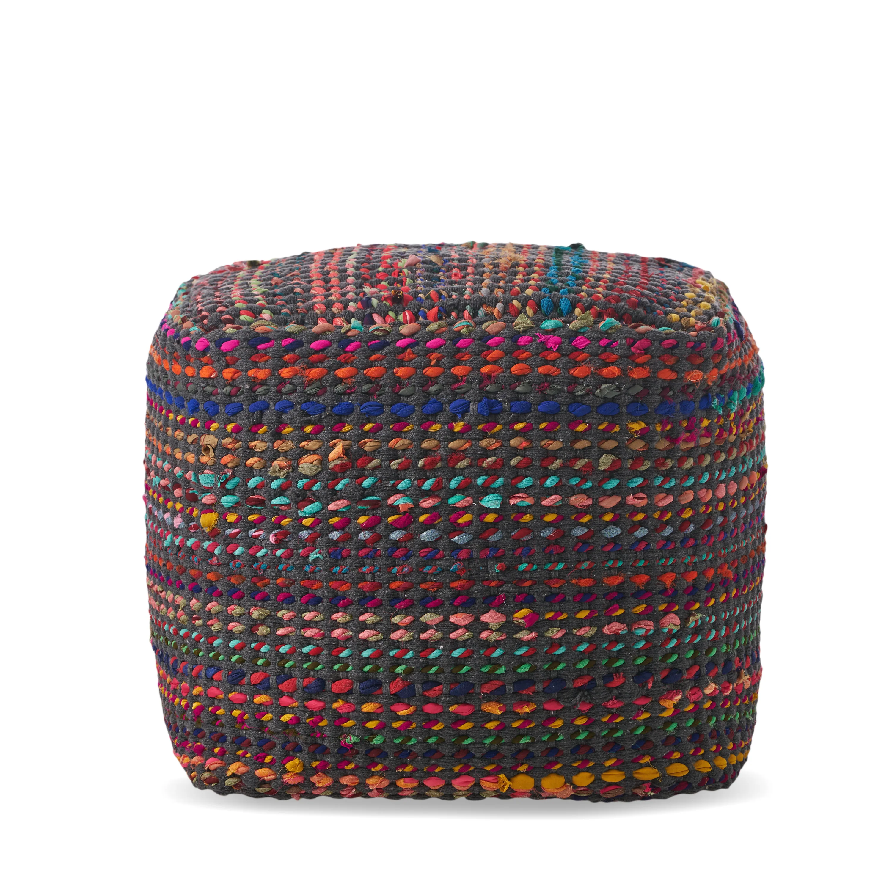 Naholo Handcrafted Boho Fabric Pouf - furnishings