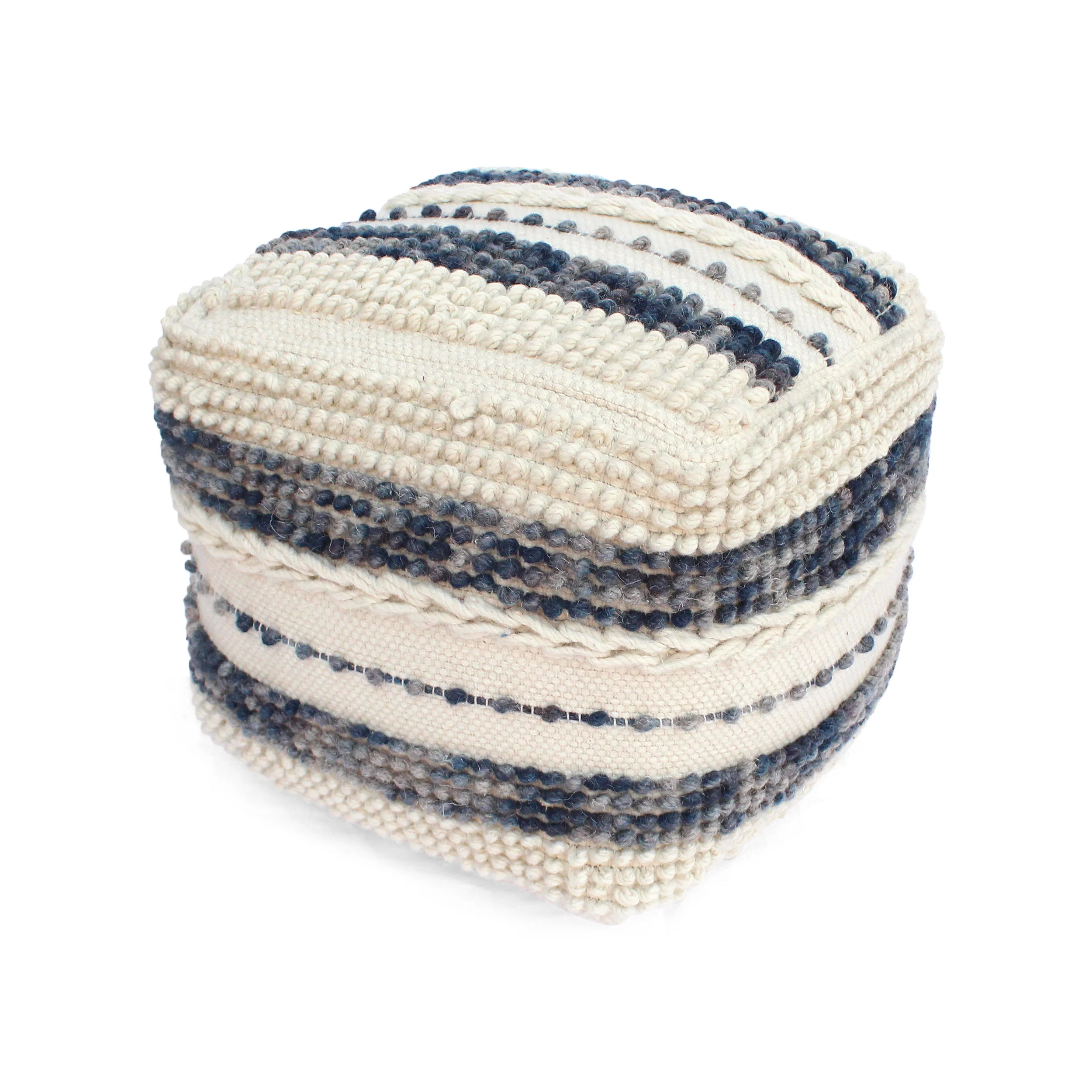 Rut Contemporary Handcrafted Fabric Cube Pouf - furnishings