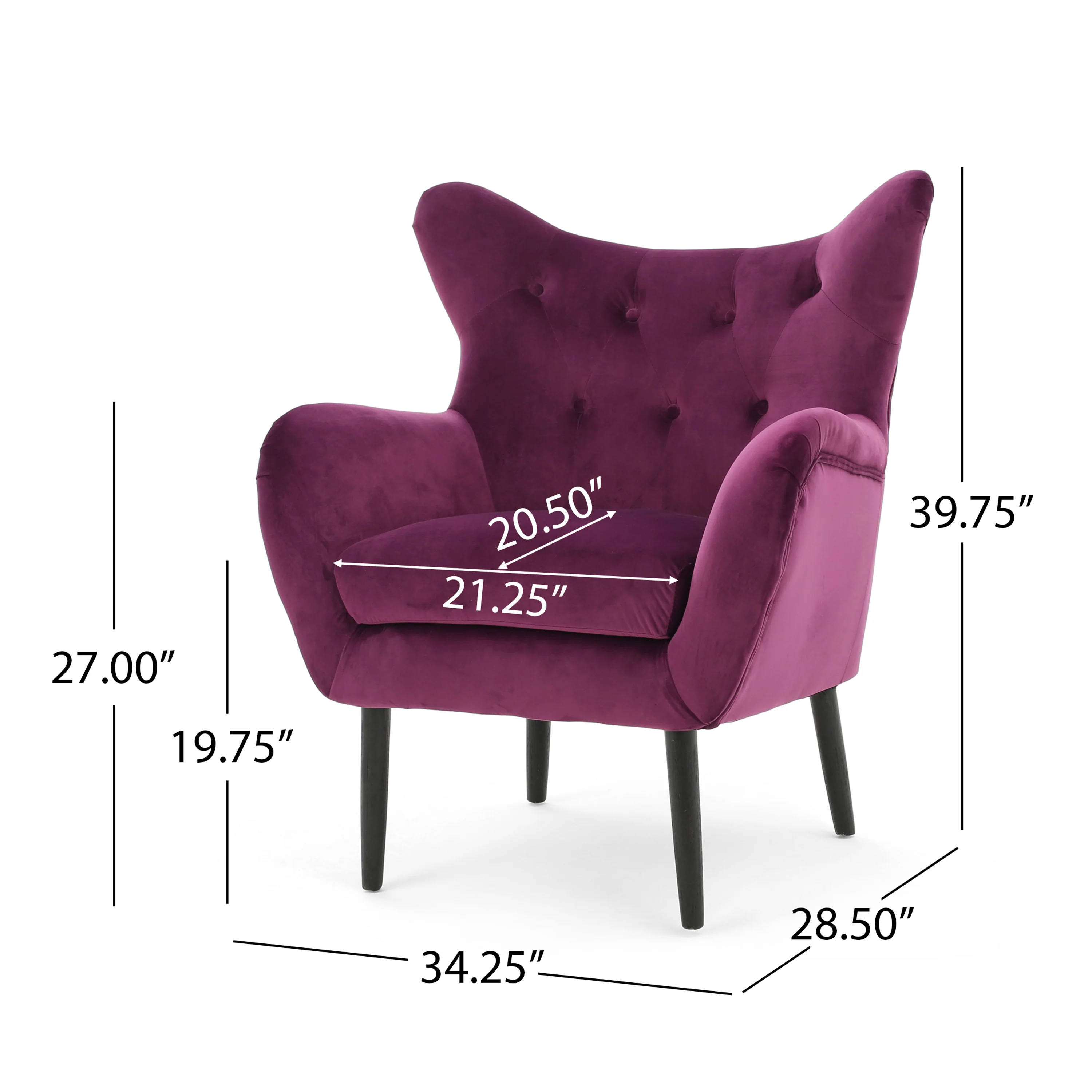 Mae Velvet Tufted Wingback Armchair - furnishings