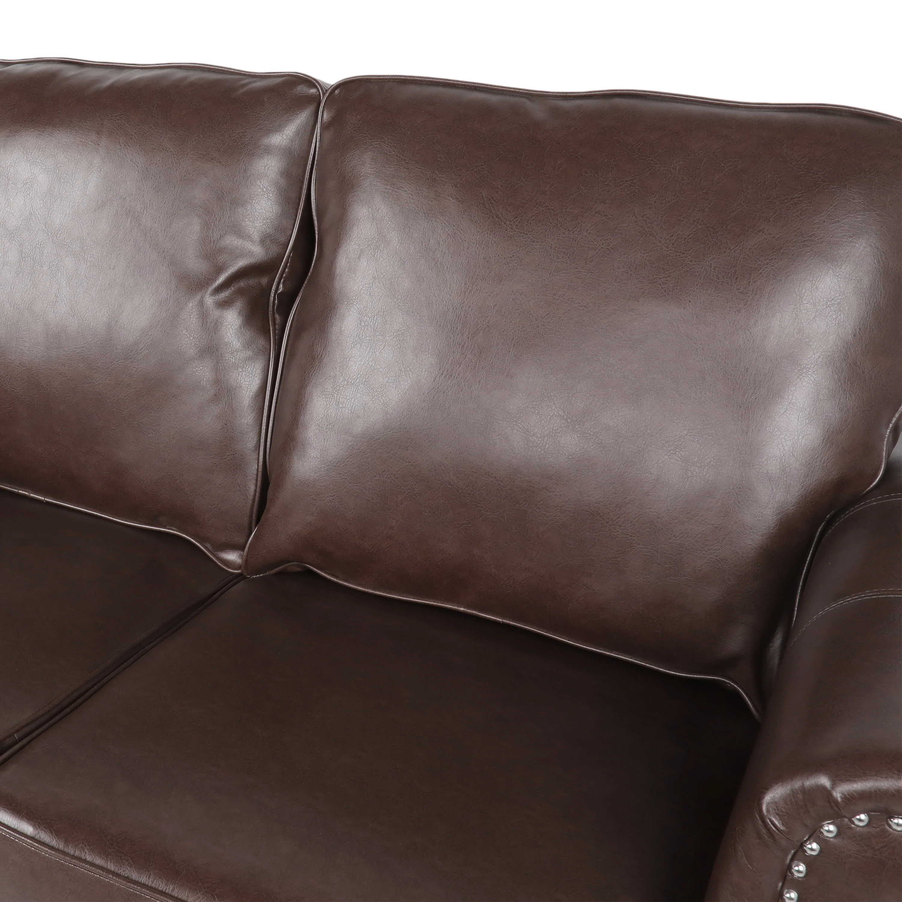 Pochelon Contemporary Faux Leather Loveseat with Nailhead Trim - furnishings