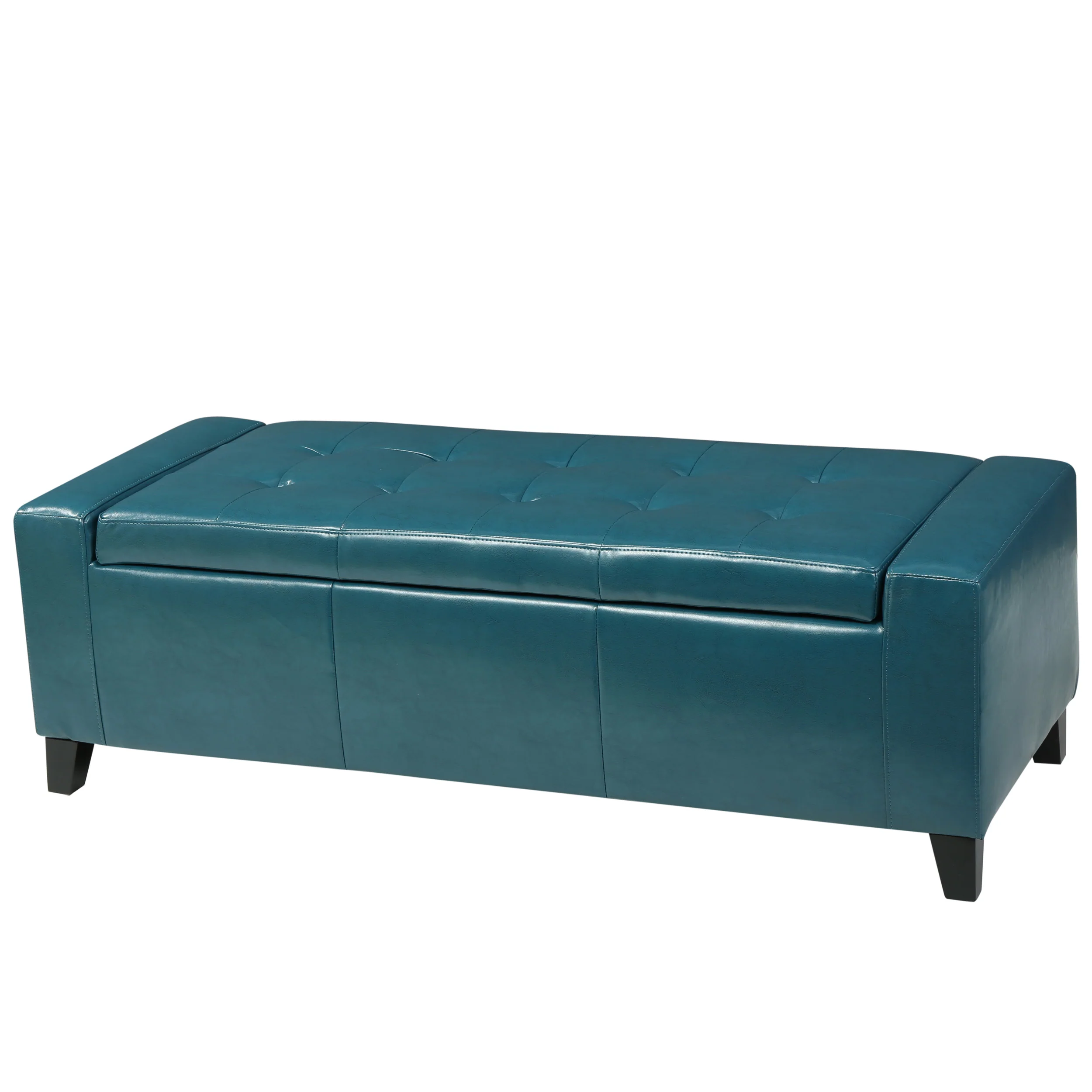 Robin Teal Leather Storage Ottoman Bench - furnishings